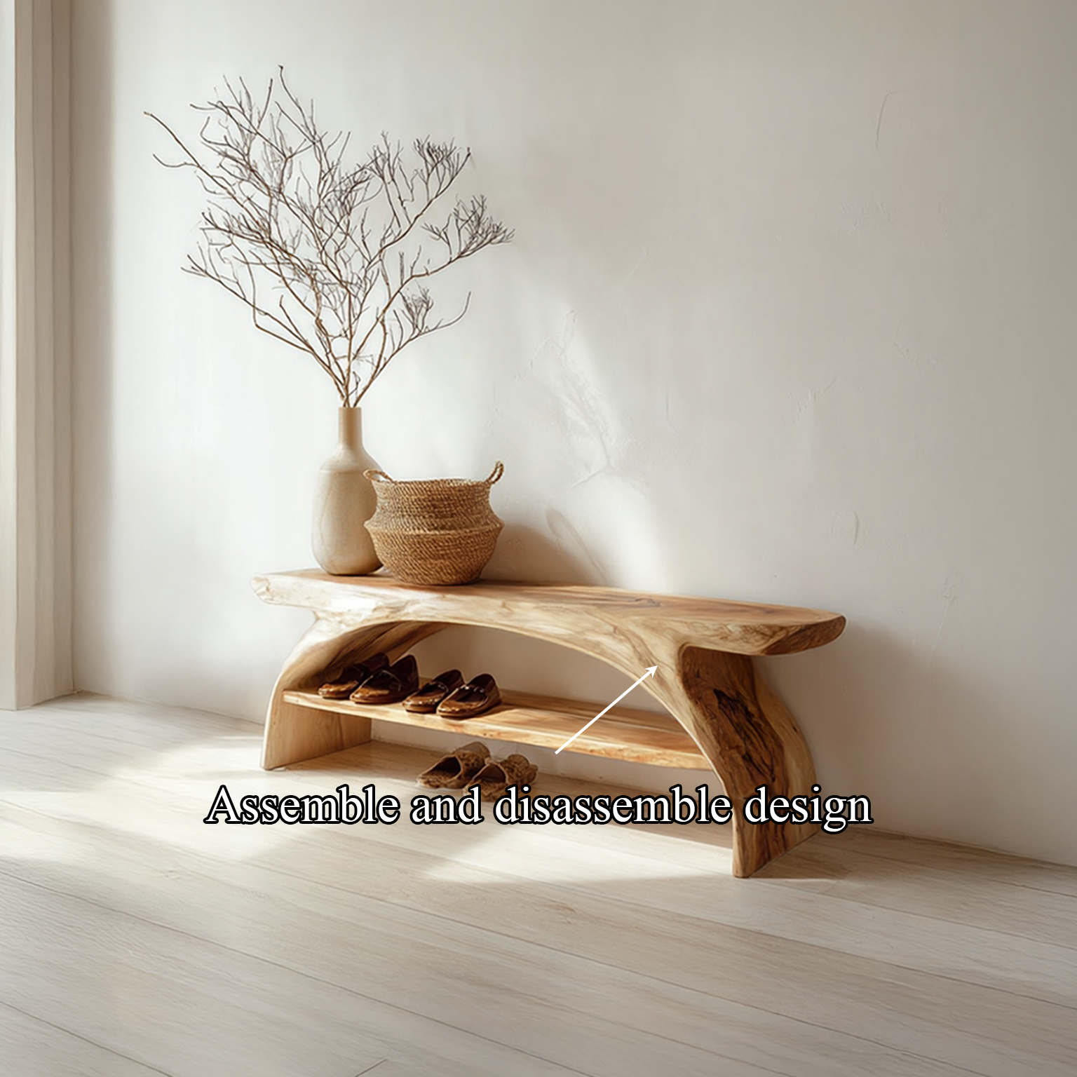 Rustic Shoe Storage Bench Entryway Living Room
