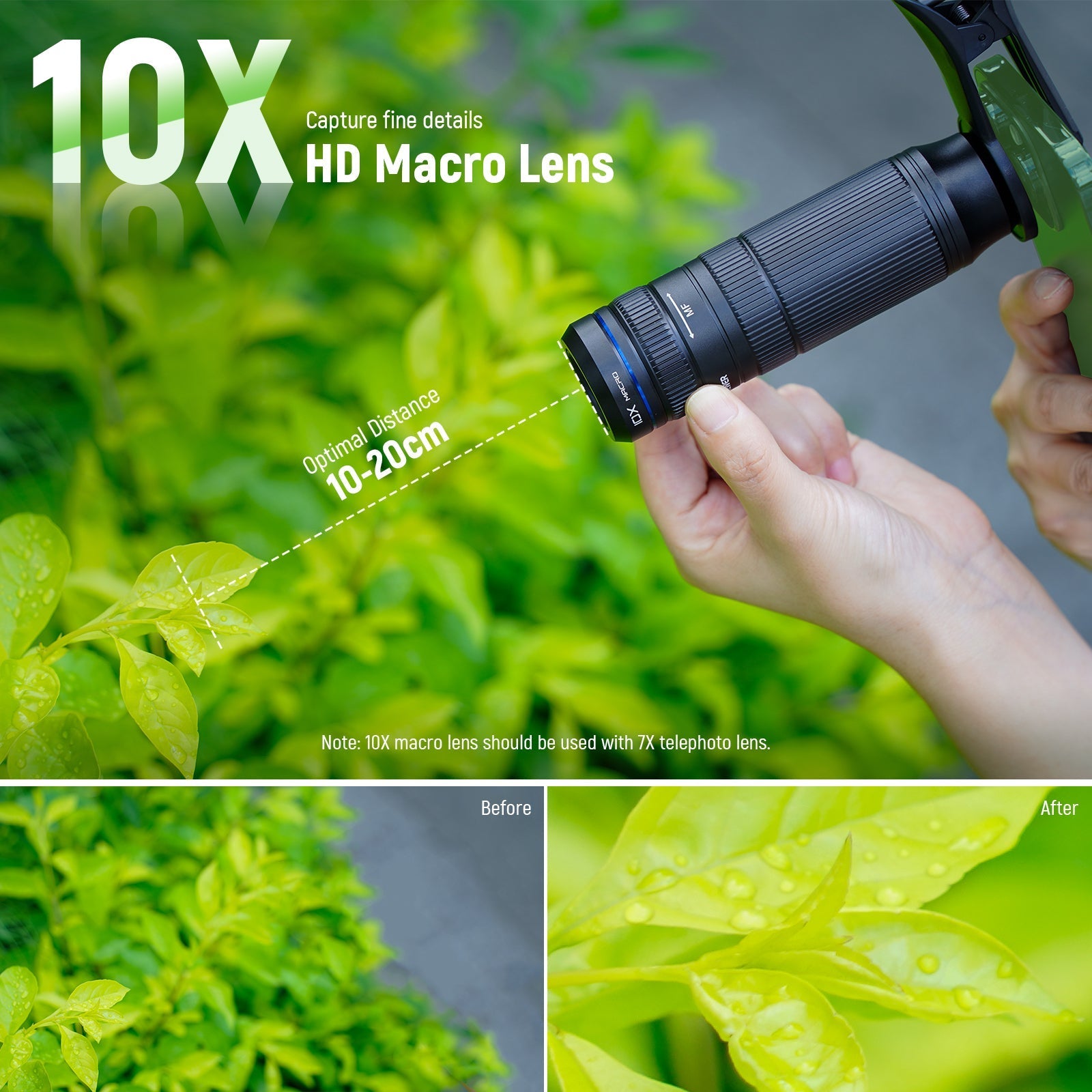 NEEWER LS-36 Ultra 7X Telephoto Lens with 10X Magnification & Phone Lens Clip