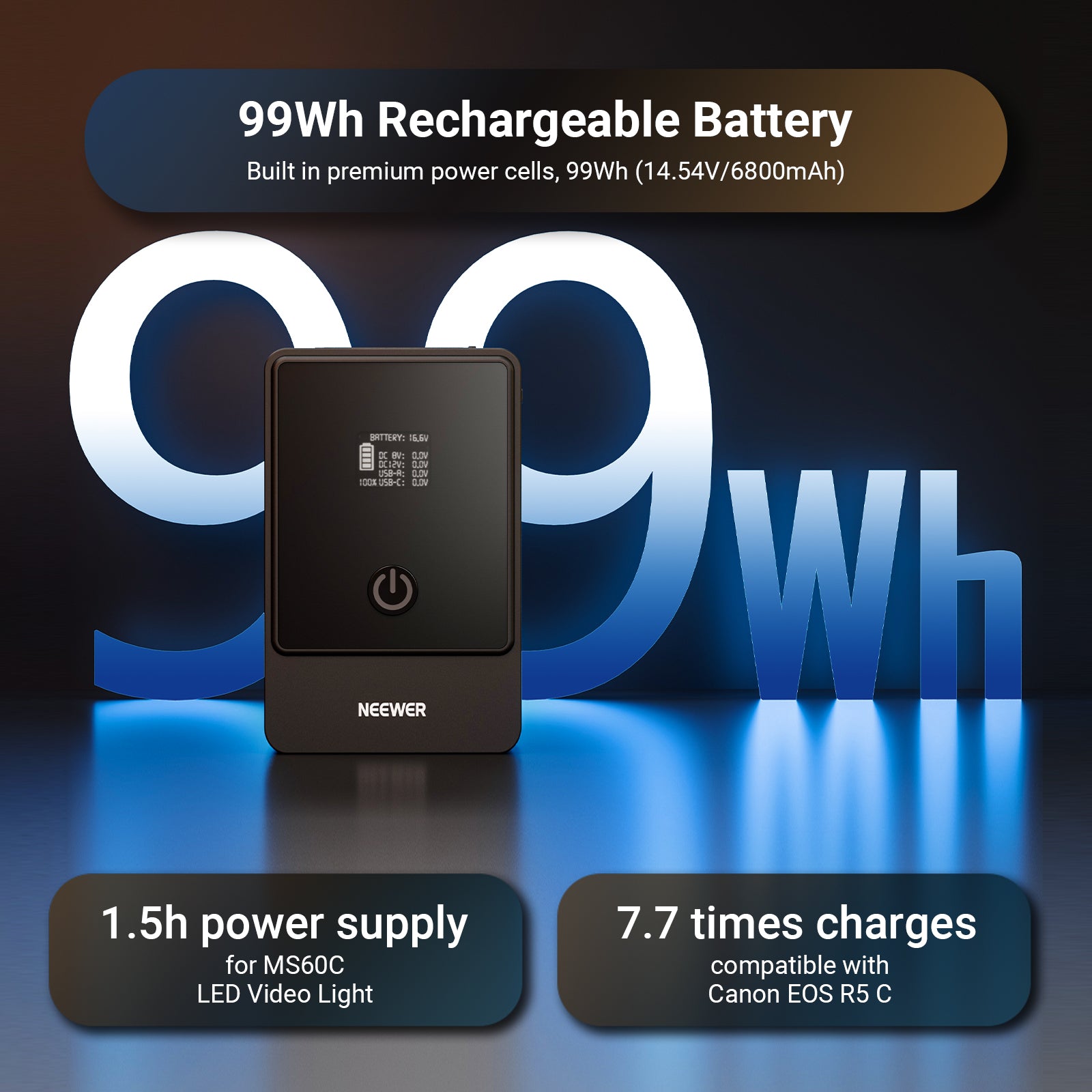 NEEWER V Mount Battery PS099E/PS099F 6800mAh 14.5V 99Wh