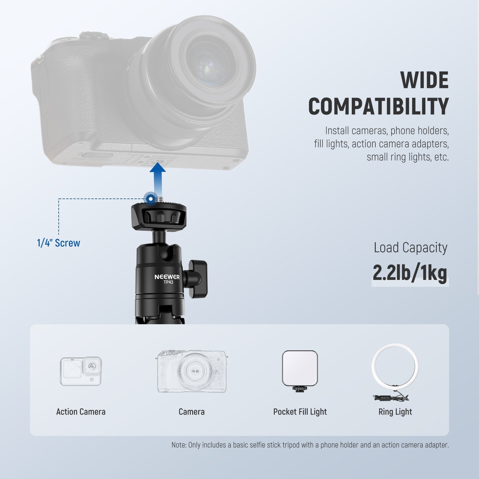 NEEWER BASICS TP43 Mini Desktop Selfie Stick Tripod
