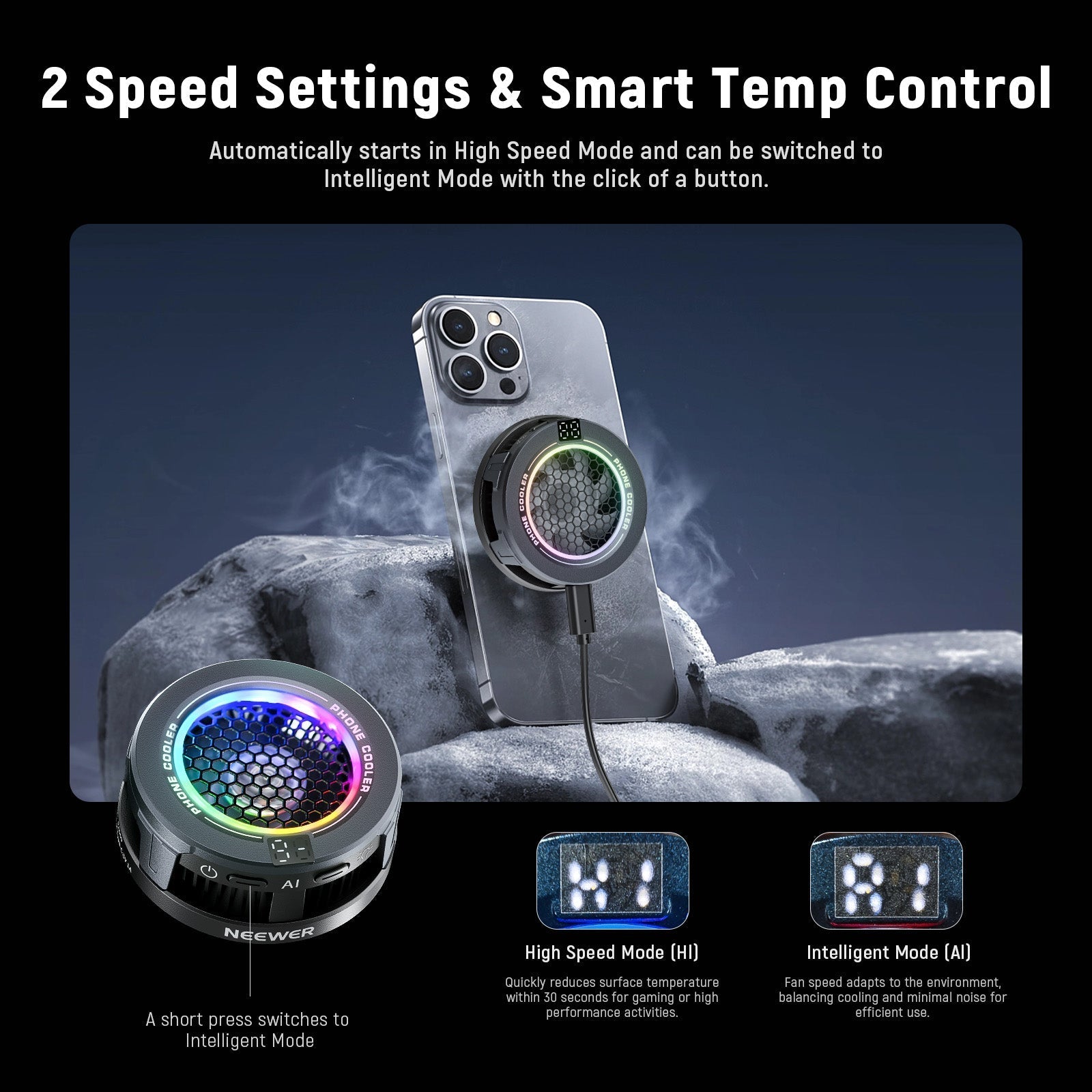 NEEWER BASICS PA069 Magnetic Phone Cooler Fan