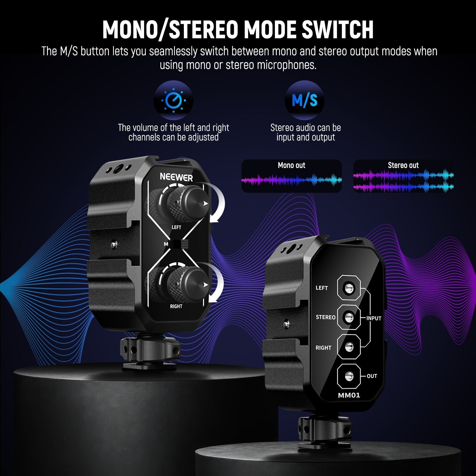 NEEWER MM01/MM02 Dual Channel Audio Mixer for Camera & Microphone