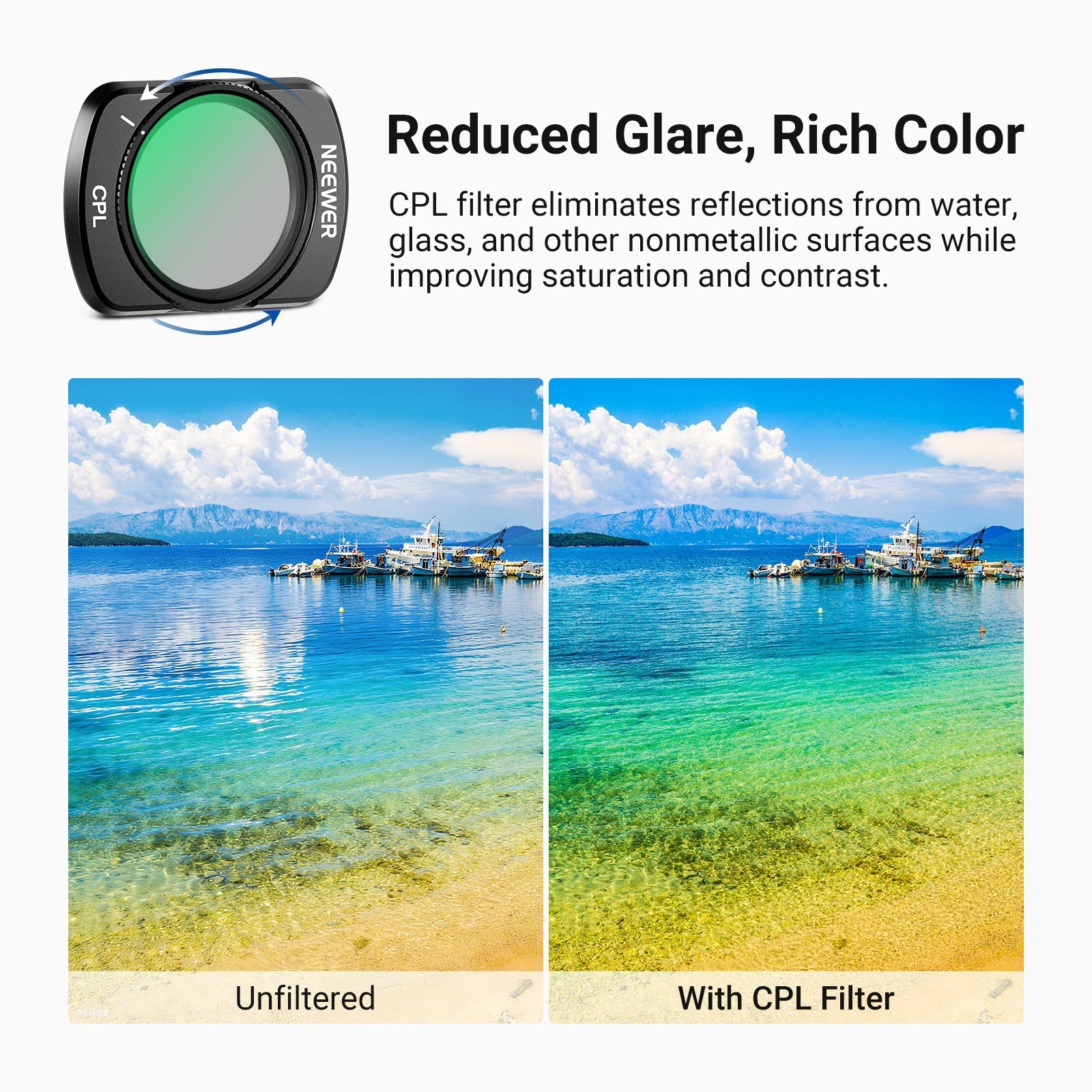 NEEWER Variable ND Filter Compatible with DJI Osmo Pocket 3 / Pocket 4 & Xtra Muse