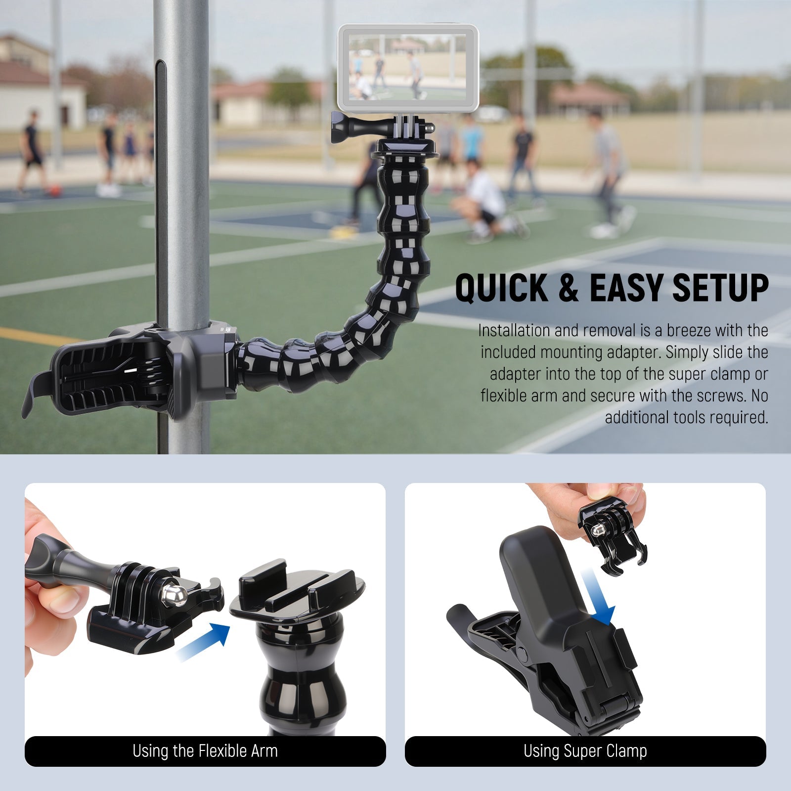 NEEWER GP-80 Flexible Clamp Mount For Action Cameras
