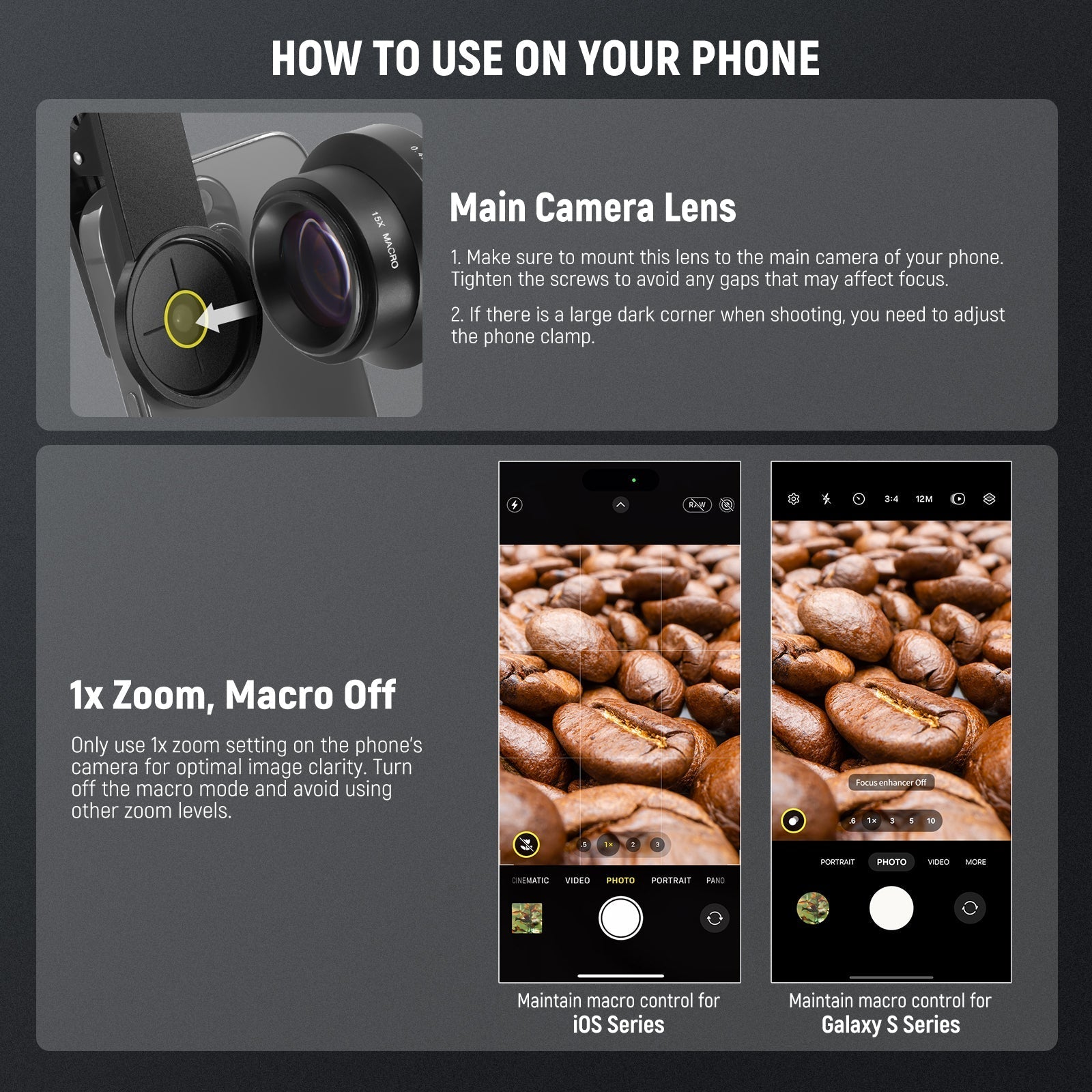 NEEWER BASICS LS-67 2 In 1 0.45x Wide Angle + 15x Macro Phone Lens Kit