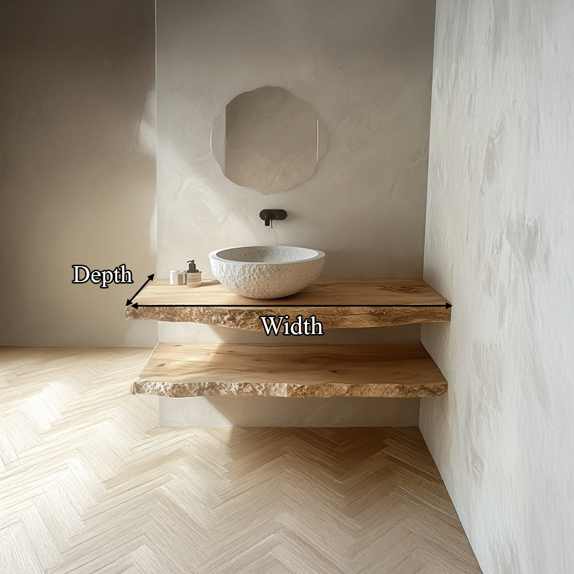 Midcentury Floating Shelf Double Vanity Bathroom