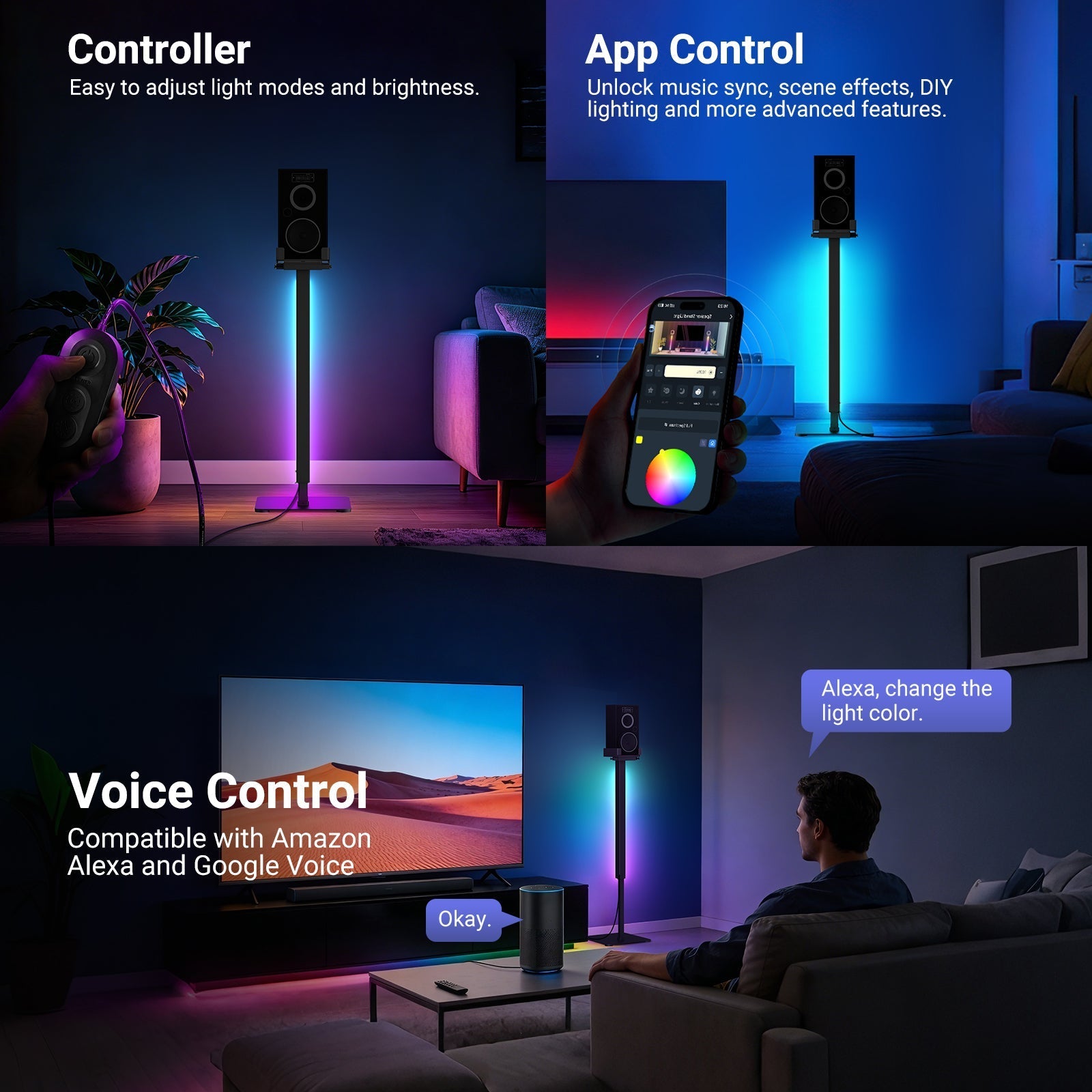NEEWER NF08 2 Pack RGB Floor Speaker Stand