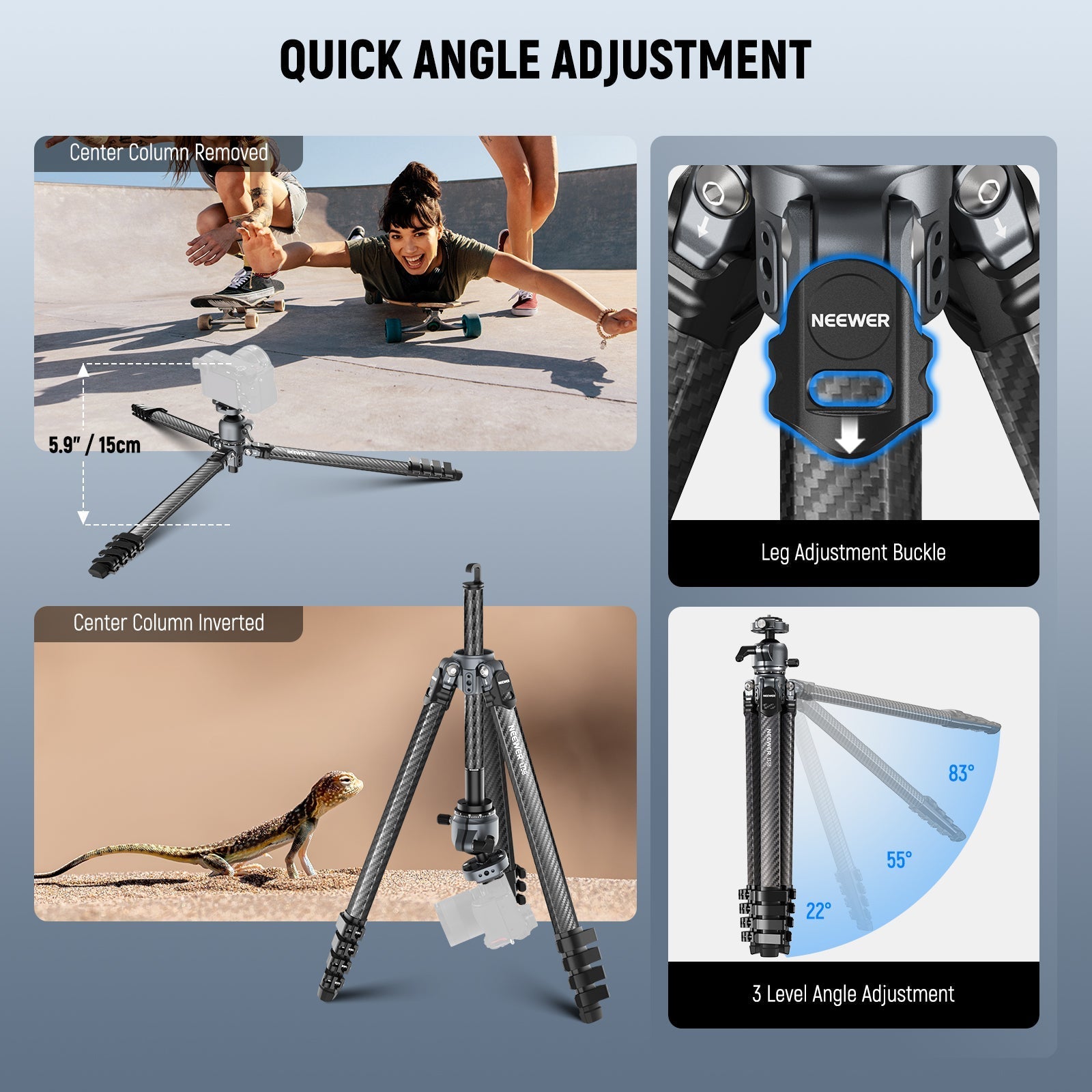 NEEWER LT38 61" Carbon Fiber Travel Tripod