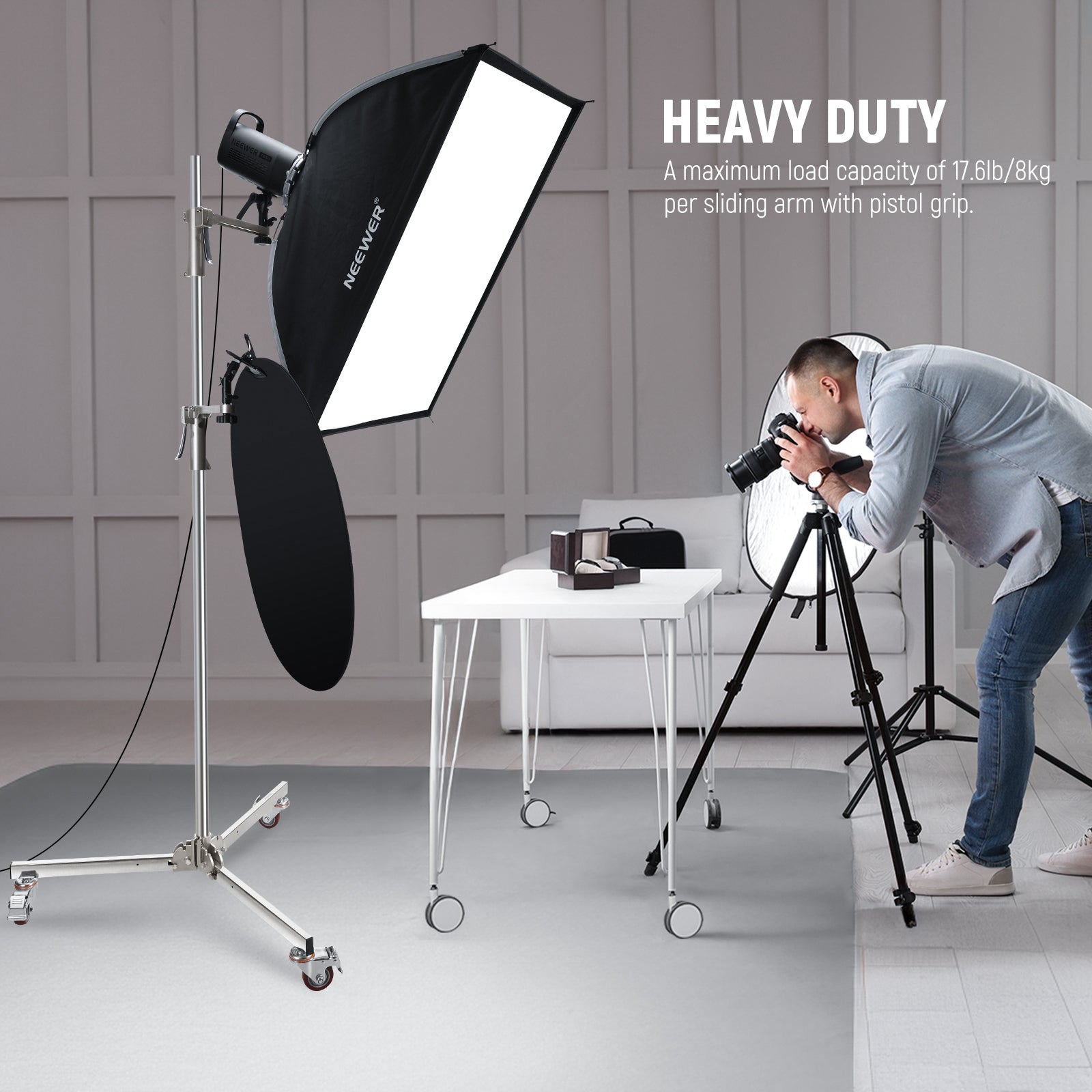 NEEWER ST198SS 198cm Stainless Steel Wheeled Stand