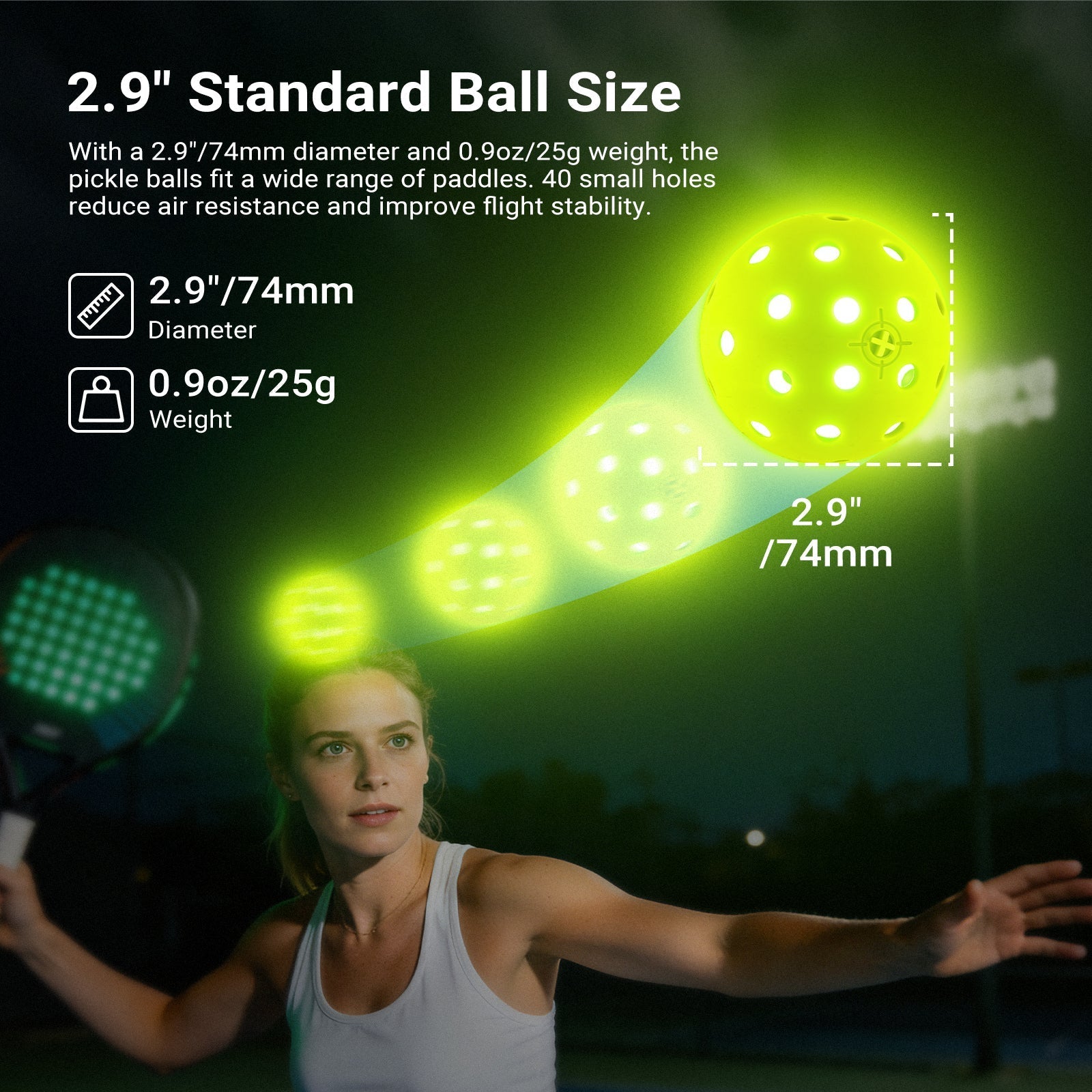 NEEWER PB02 4 Packs LED Pickleball Set