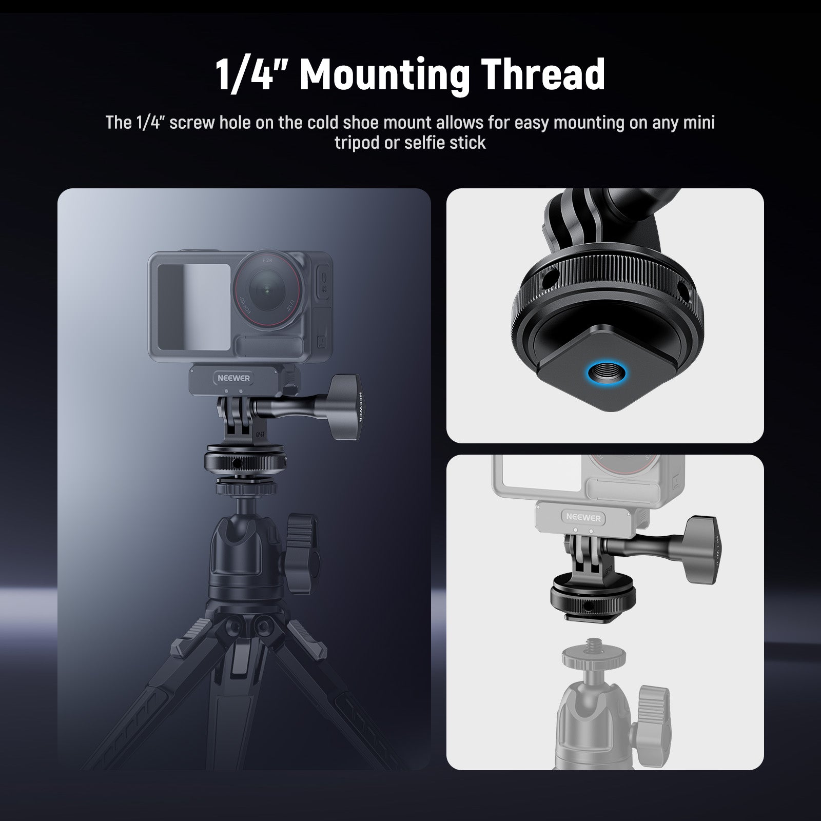 NEEWER GP-63 Cold Shoe Mount Adapter For Action Camera