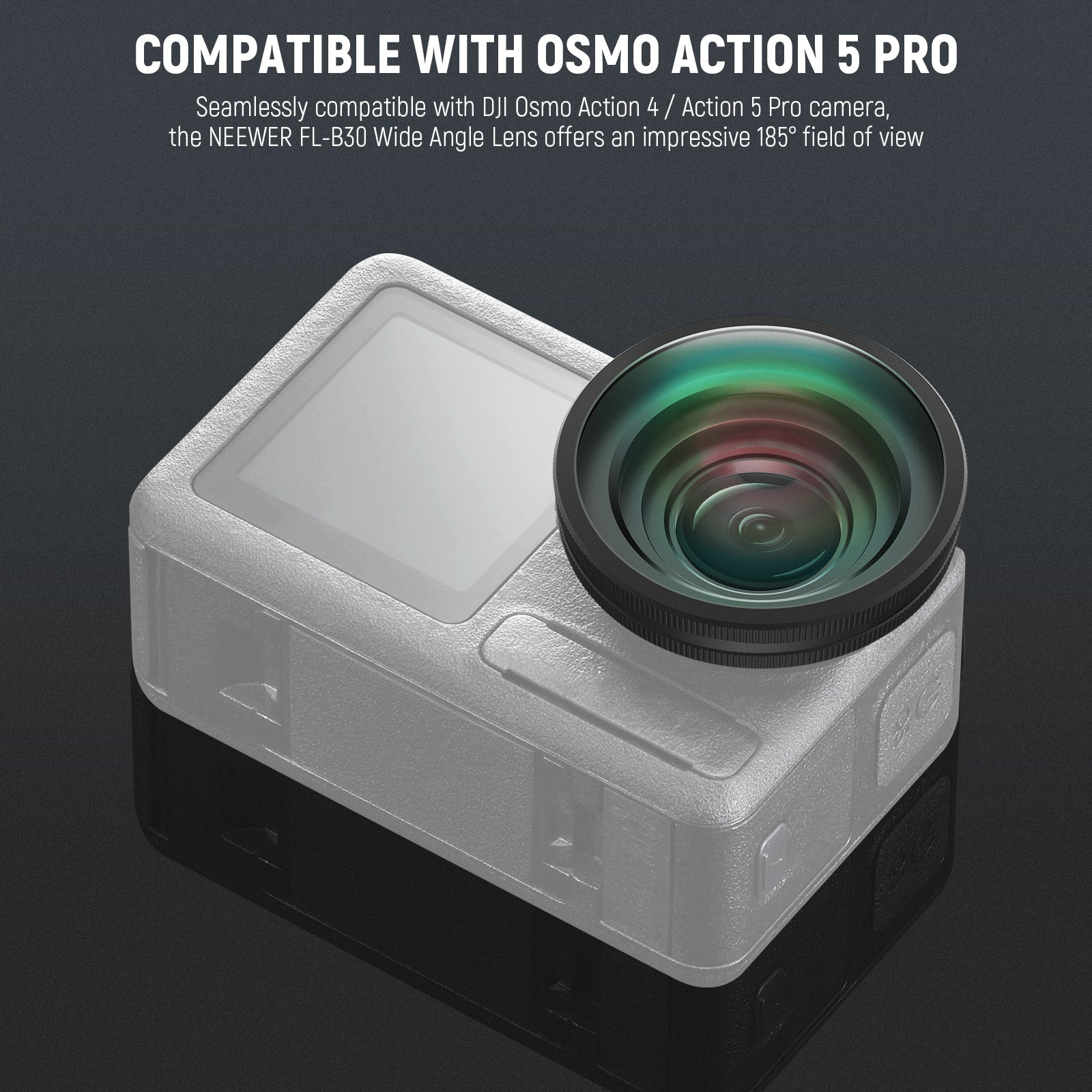 NEEWER FL-B30 FOV Boost Lens 185° Wide Angle for DJI OSMO Action 4/5 Pro