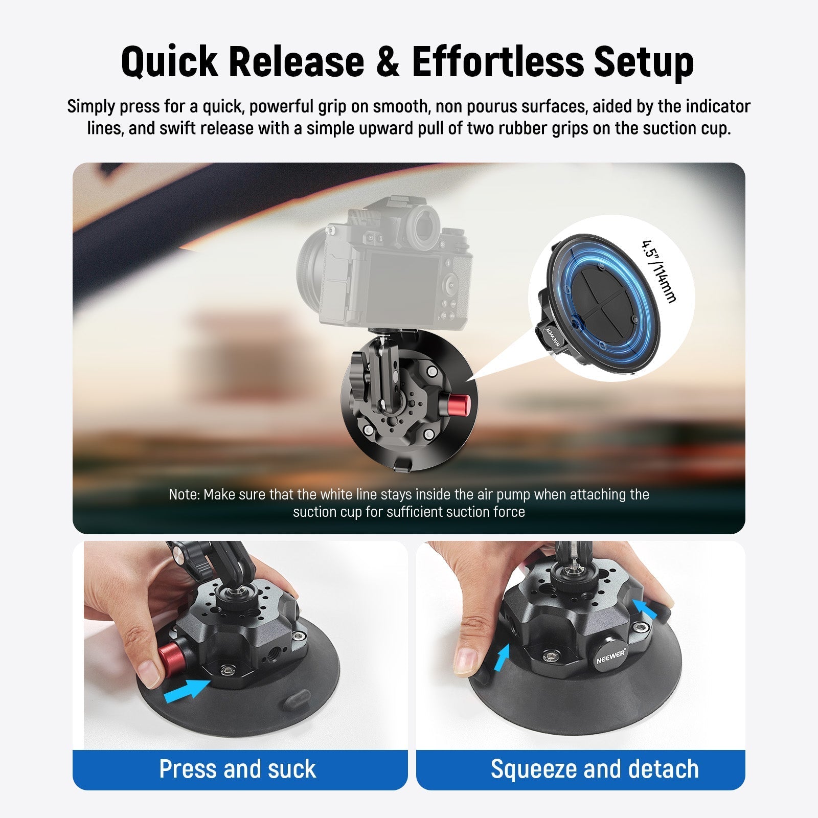 NEEWER CA104/CA105 Suction Cup Mount with Arm