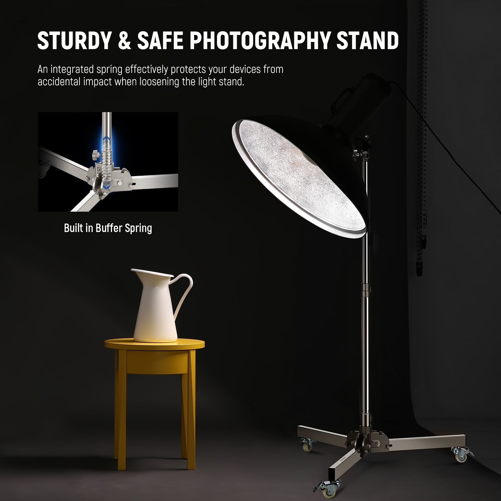 NEEWER ST98SS 98cm Heavy Duty Light Stand with Casters