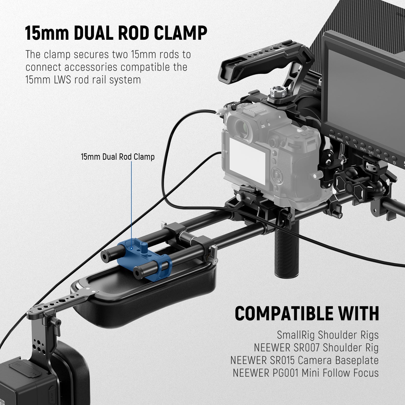 NEEWER SR016 15mm LWS Self Adjusting Shoulder Pad with V Mount Battery Plate