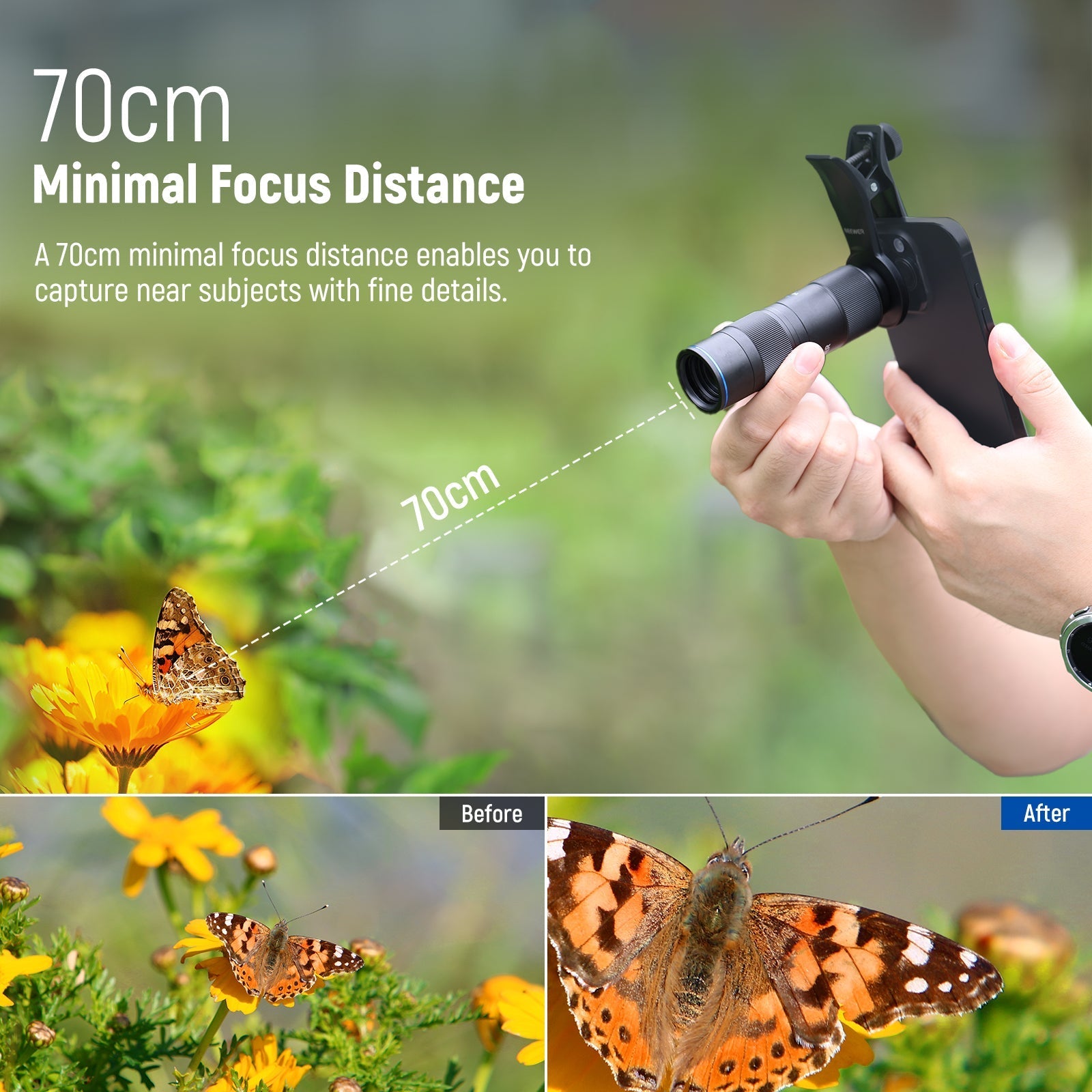NEEWER LS-78 400mm Phone Telephoto Lens with 17mm Threaded Lens Clip