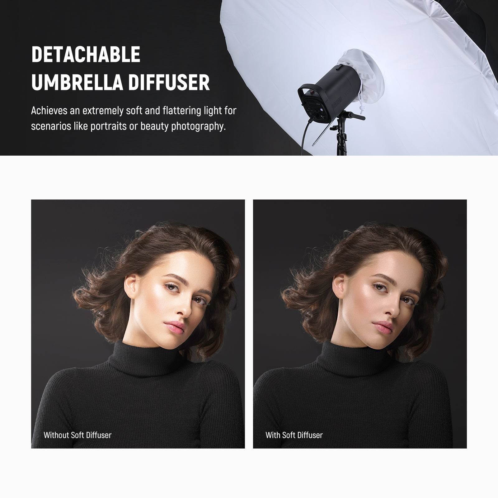 NEEWER Parabolic Reflective Umbrella with Diffuser