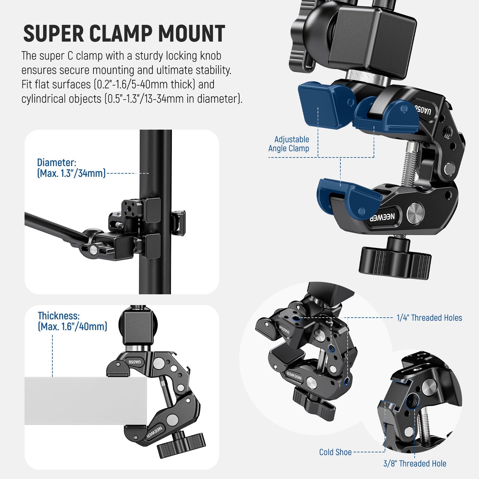 NEEWER UA056 30" Articulating Magic Arm with Super Clamp