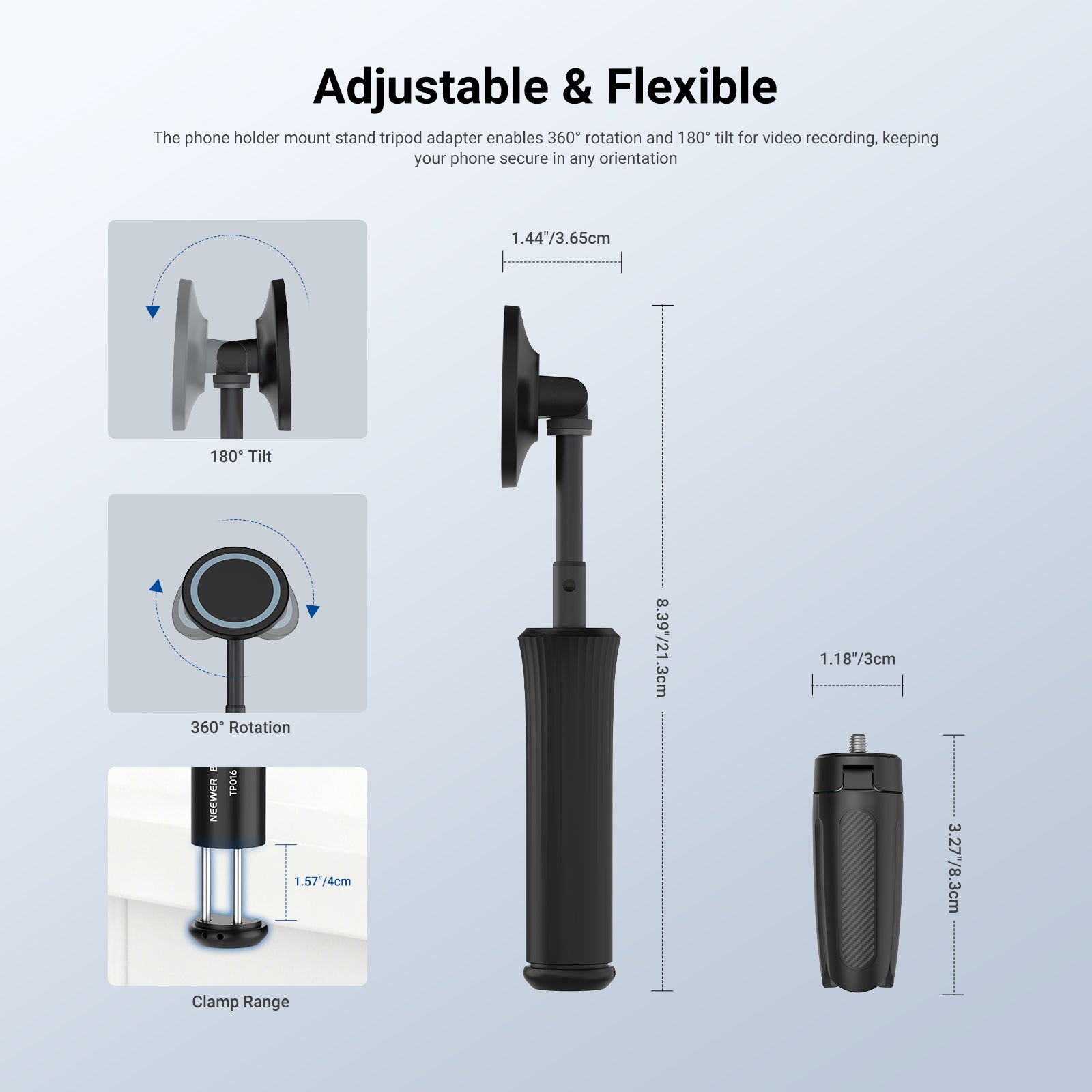 NEEWER TP016 Magnetic Airplane Phone Holder with Mini Tripod