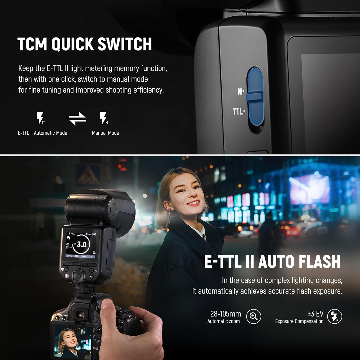 NEEWER Z2 3000mAh Battery TTL Round Head Flash Speedlite