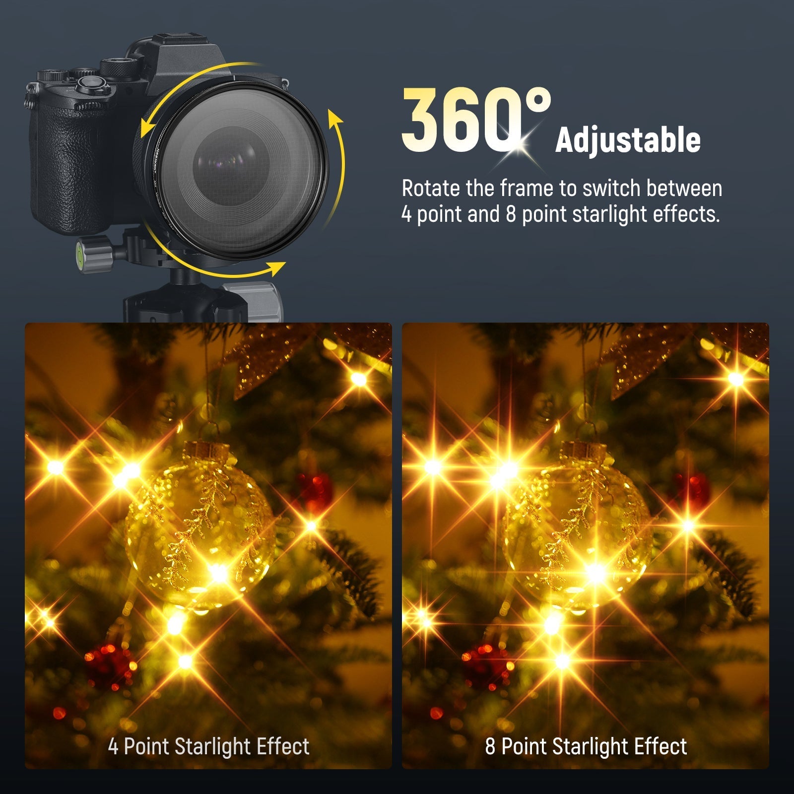 NEEWER Adjustable Star Filter 4/8 Point