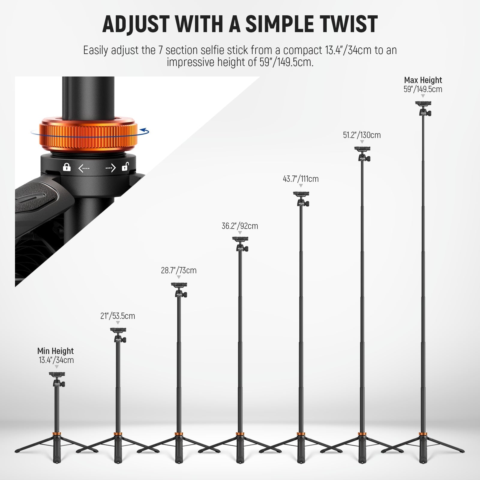 NEEWER BASICS TS04 59" Selfie Stick Tripod
