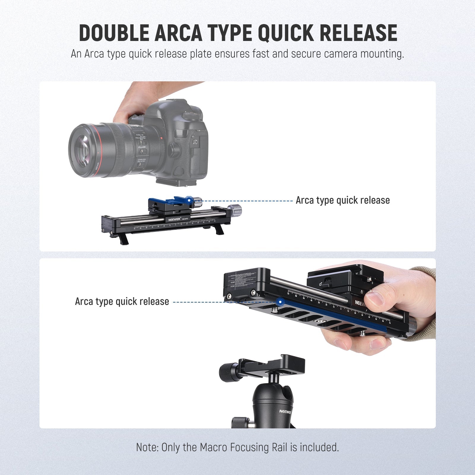 NEEWER GM-MP2 140mm Macro Focusing Rail Slider with 360° Rotation