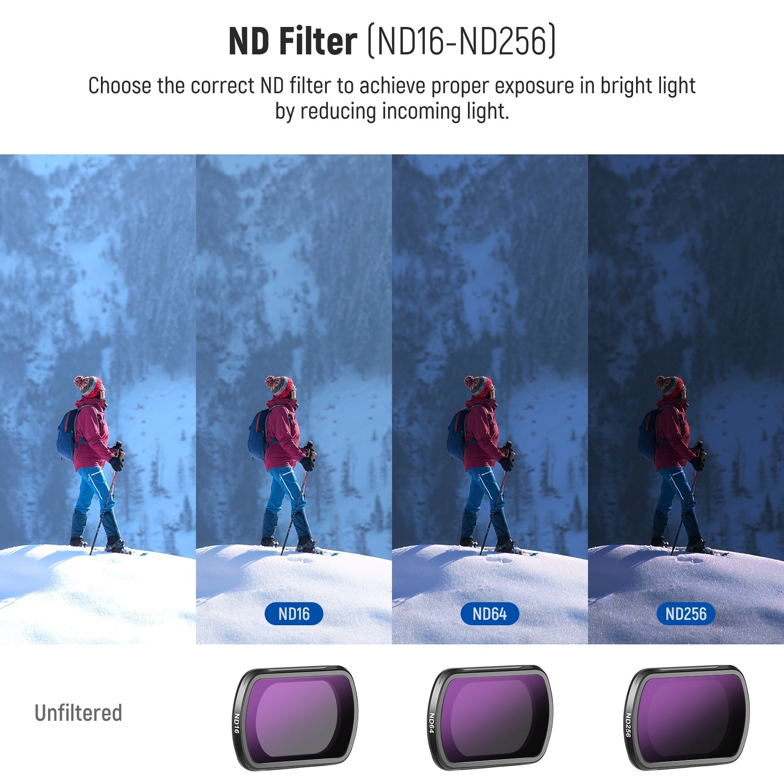 NEEWER FL-P5 4-Pack Magnetic ND Filter Set for DJI Osmo Pocket 3 / Pocket 4 & Xtra Muse