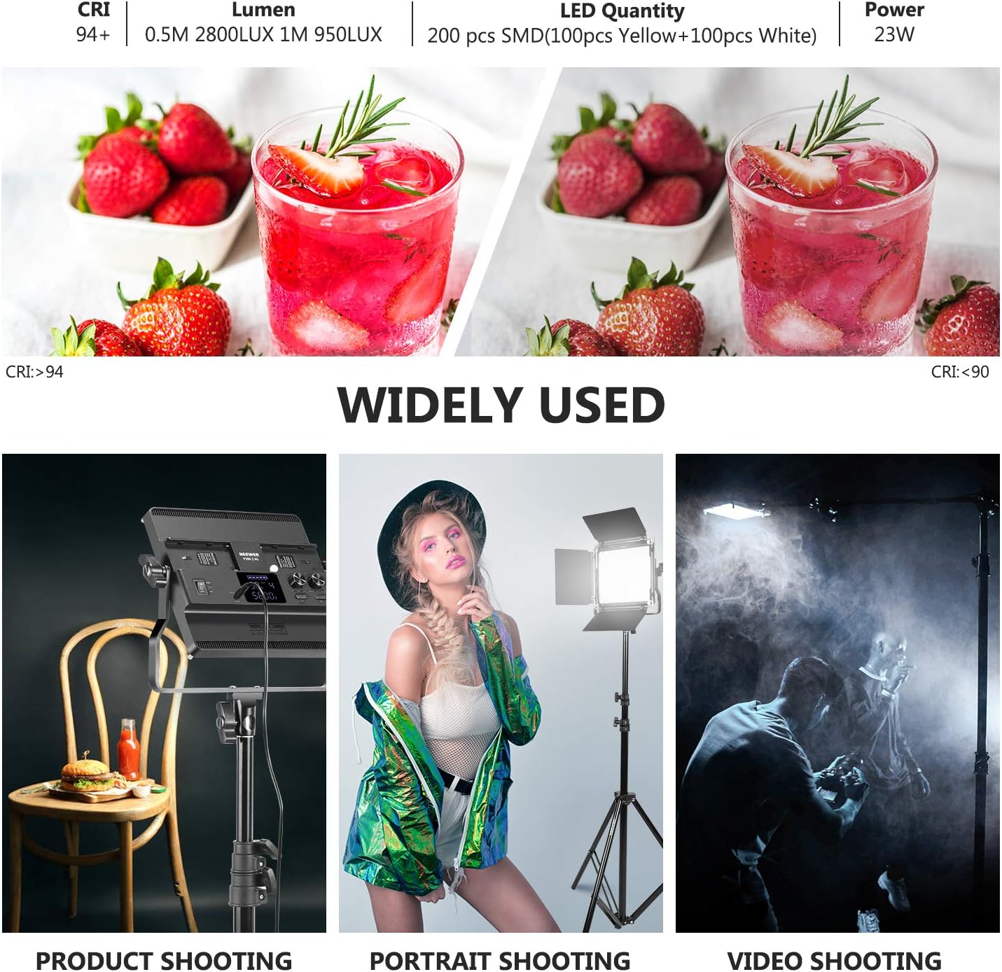 NEEWER 2-Pack P200 Bi-Color 2.4G LED Video Light