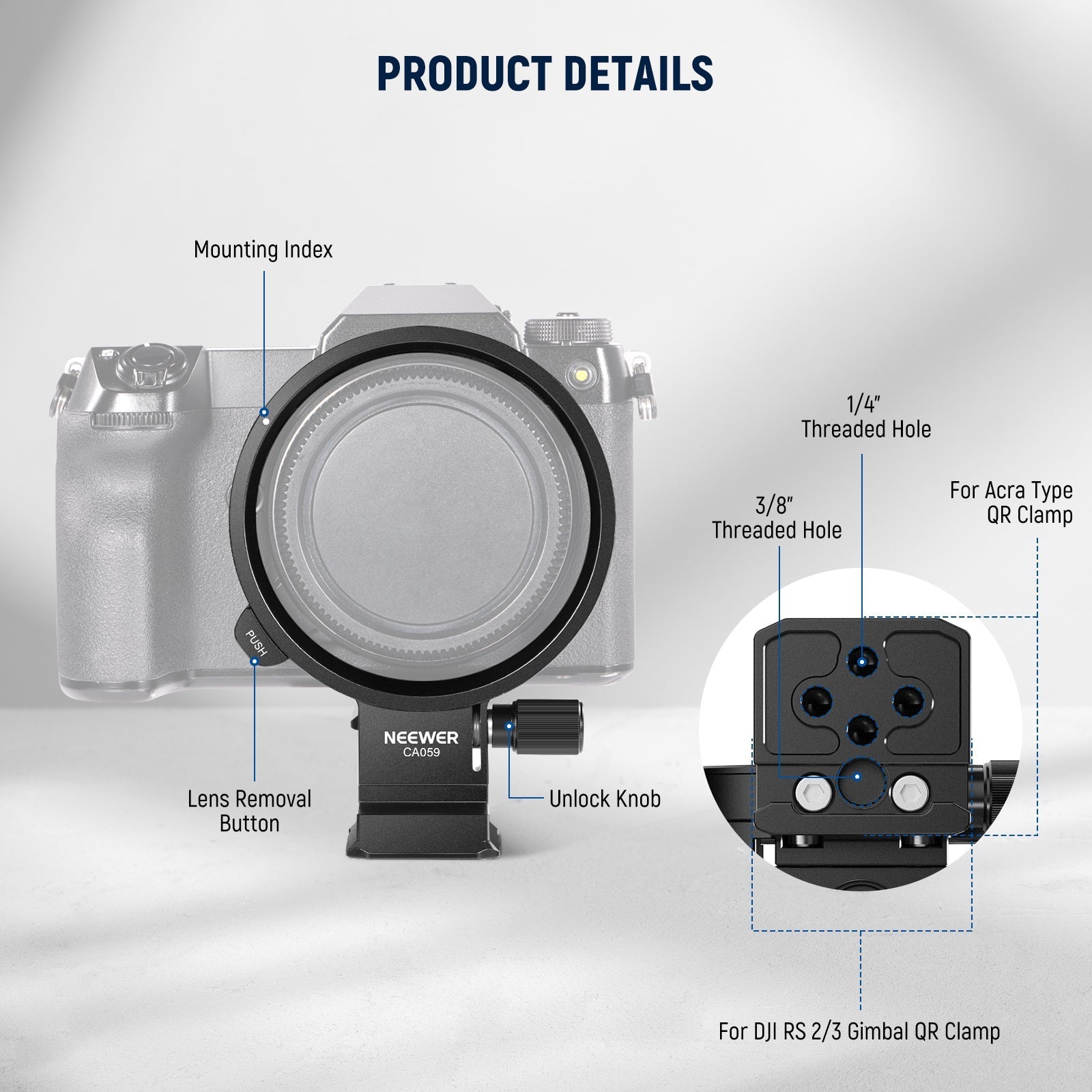 NEEWER Rotatable Camera Lens Collar for Camera