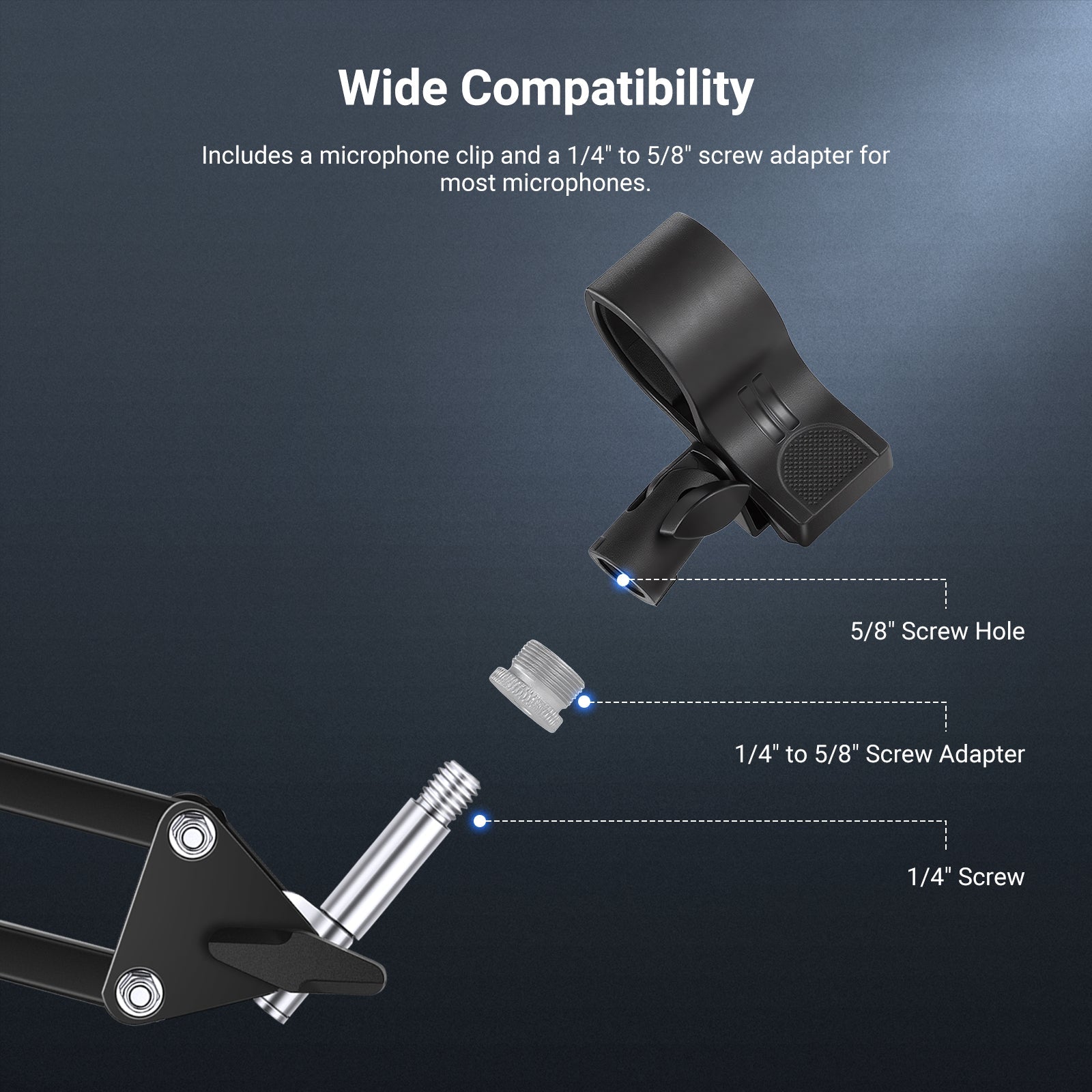 NEEWER MS042 Desktop Microphone Stand with Flexible Arm & Mic Clip