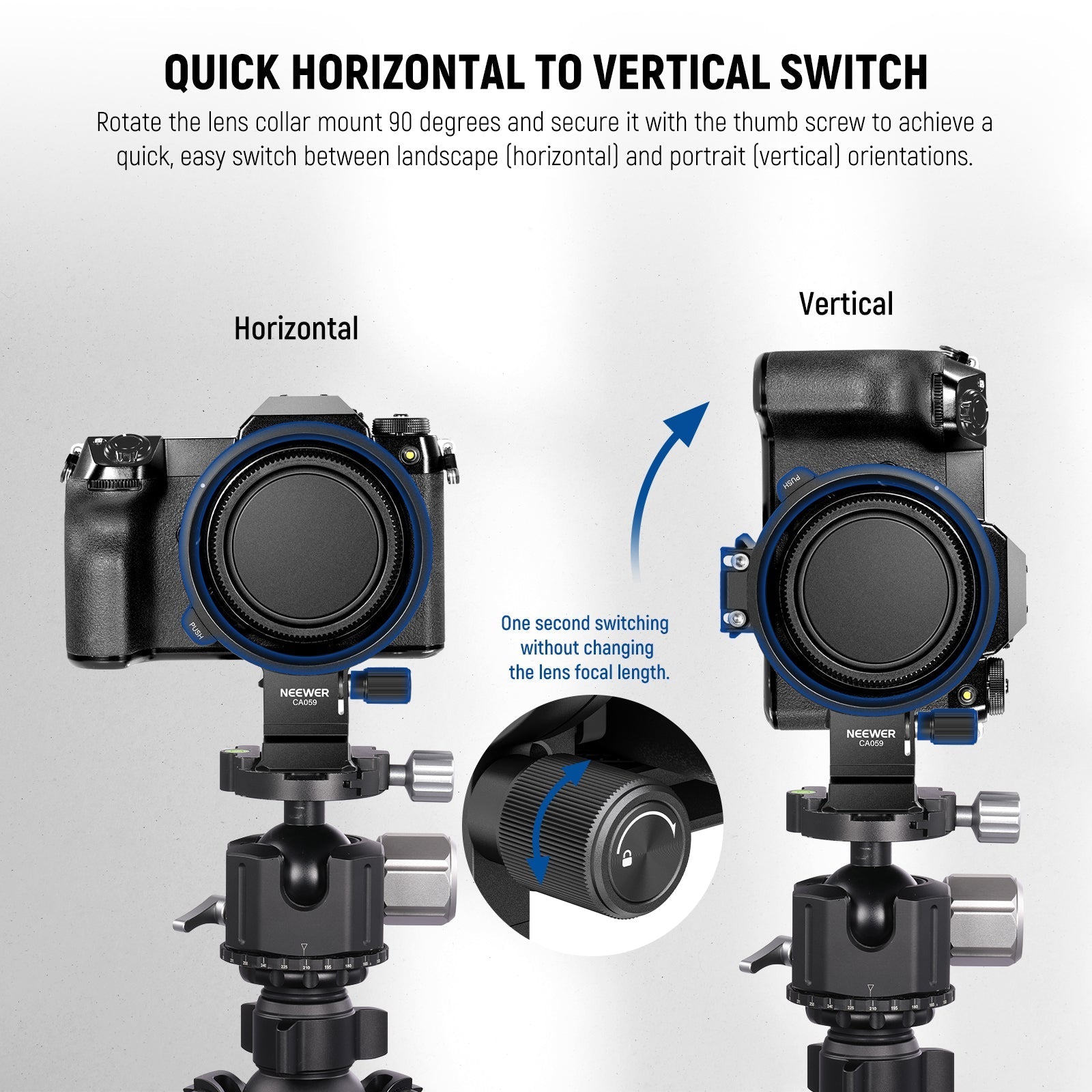 NEEWER Rotatable Camera Lens Collar for Camera