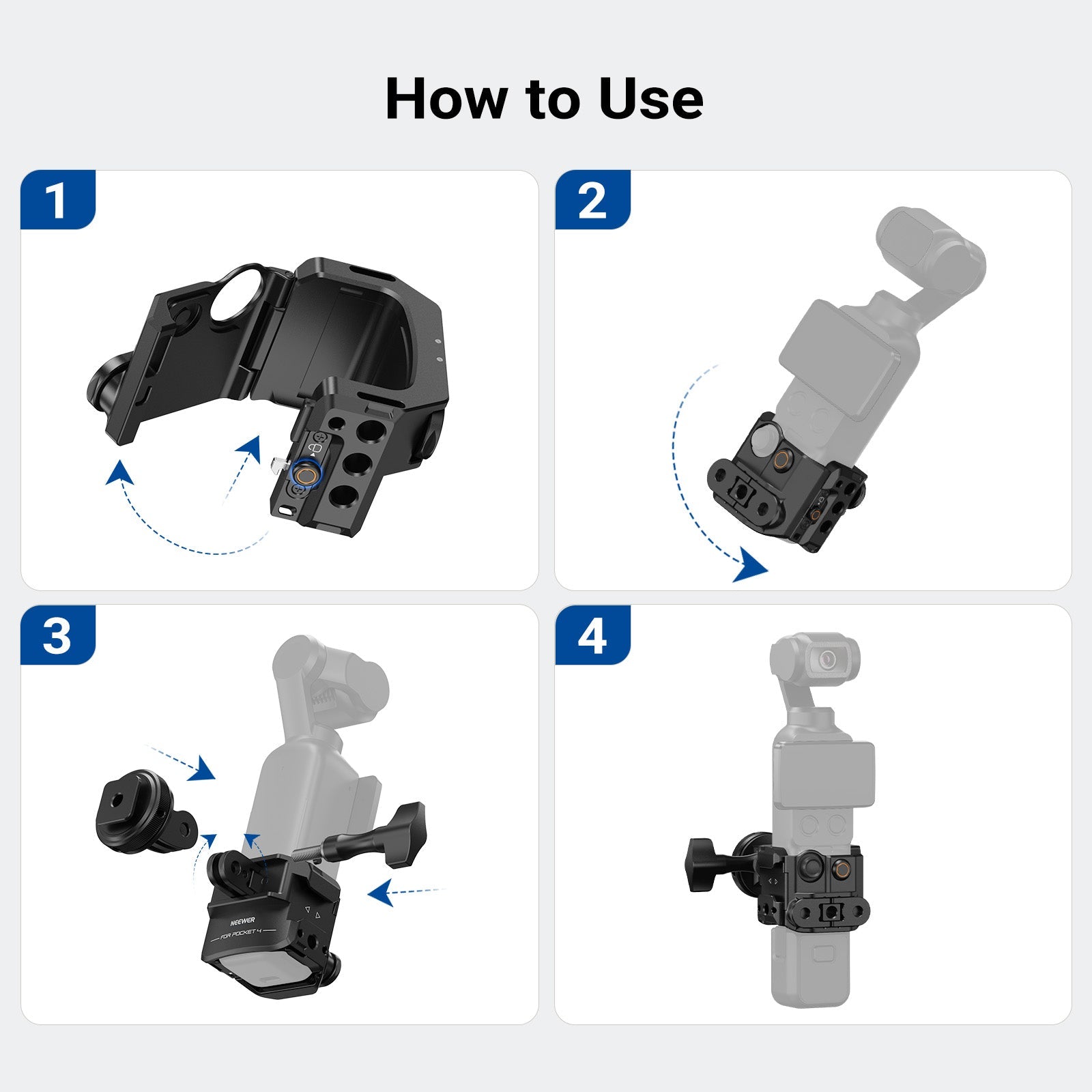 NEEWER AC069 Action Camera Cage Compatible with DJI Osmo Pocket 4 & Xtra Muse
