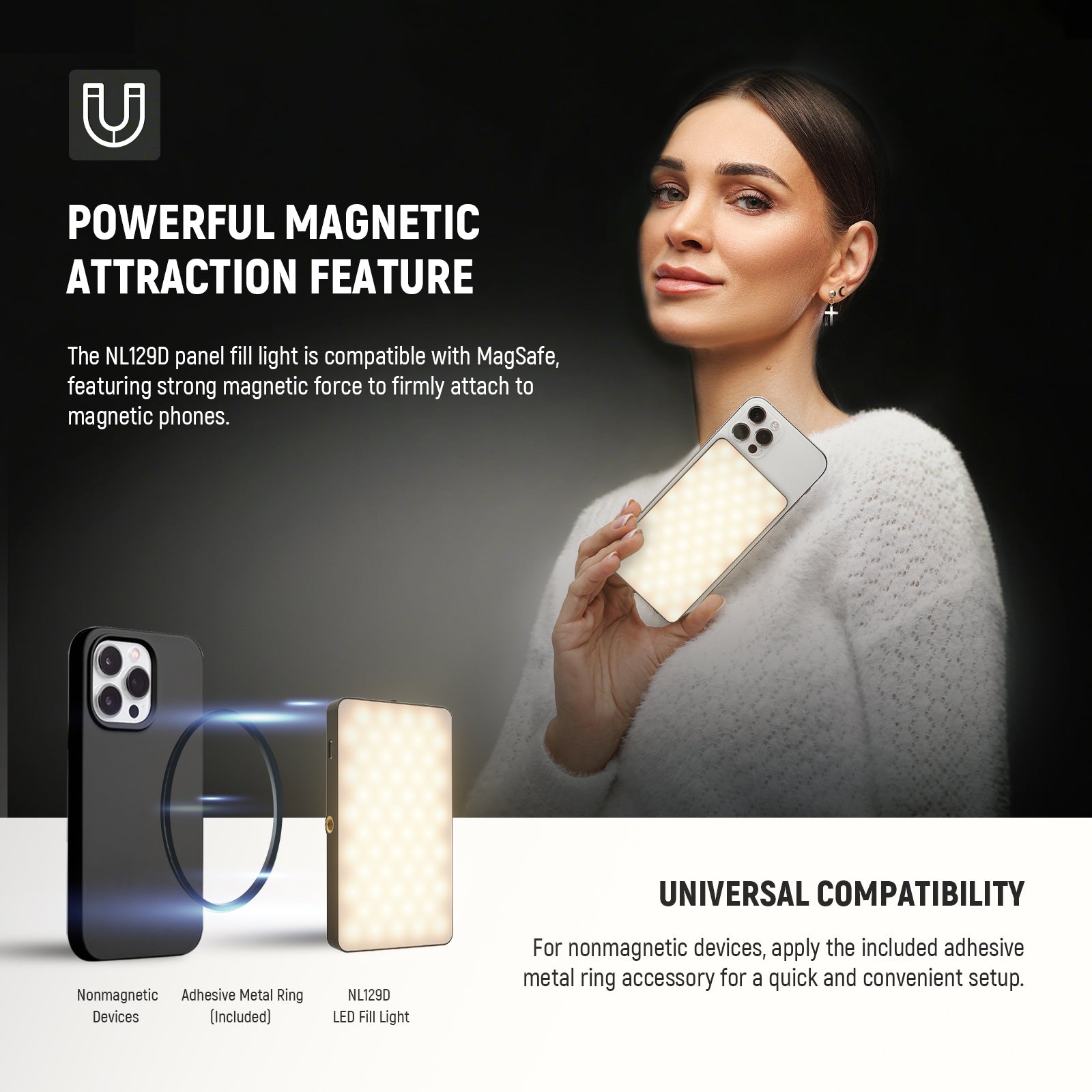 NEEWER BASICS NL129D 5W Magnetic Phone Selfie Light