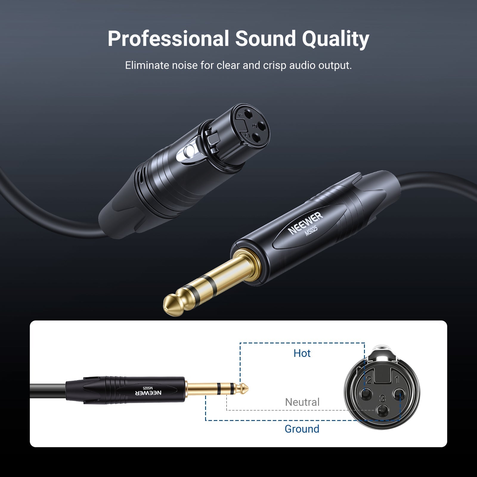 NEEWER MS025 6.35mm 1/4 Inch TRS to XLR Female Cable