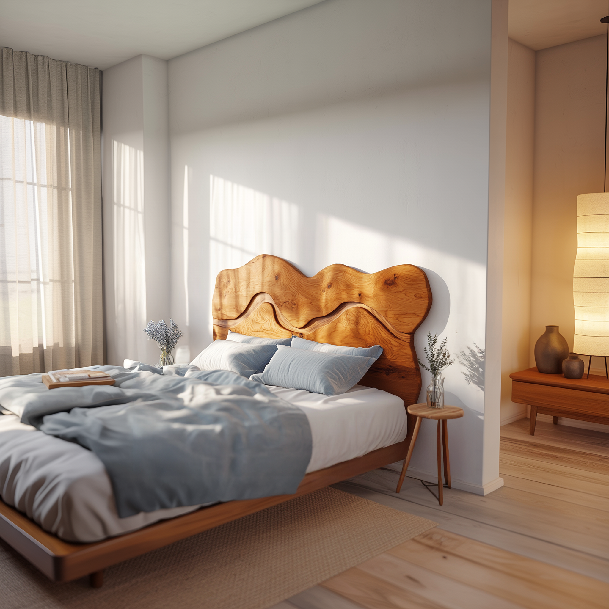 Rustic Sculptural Wall Headboard For Bedroom And Sleeping Space
