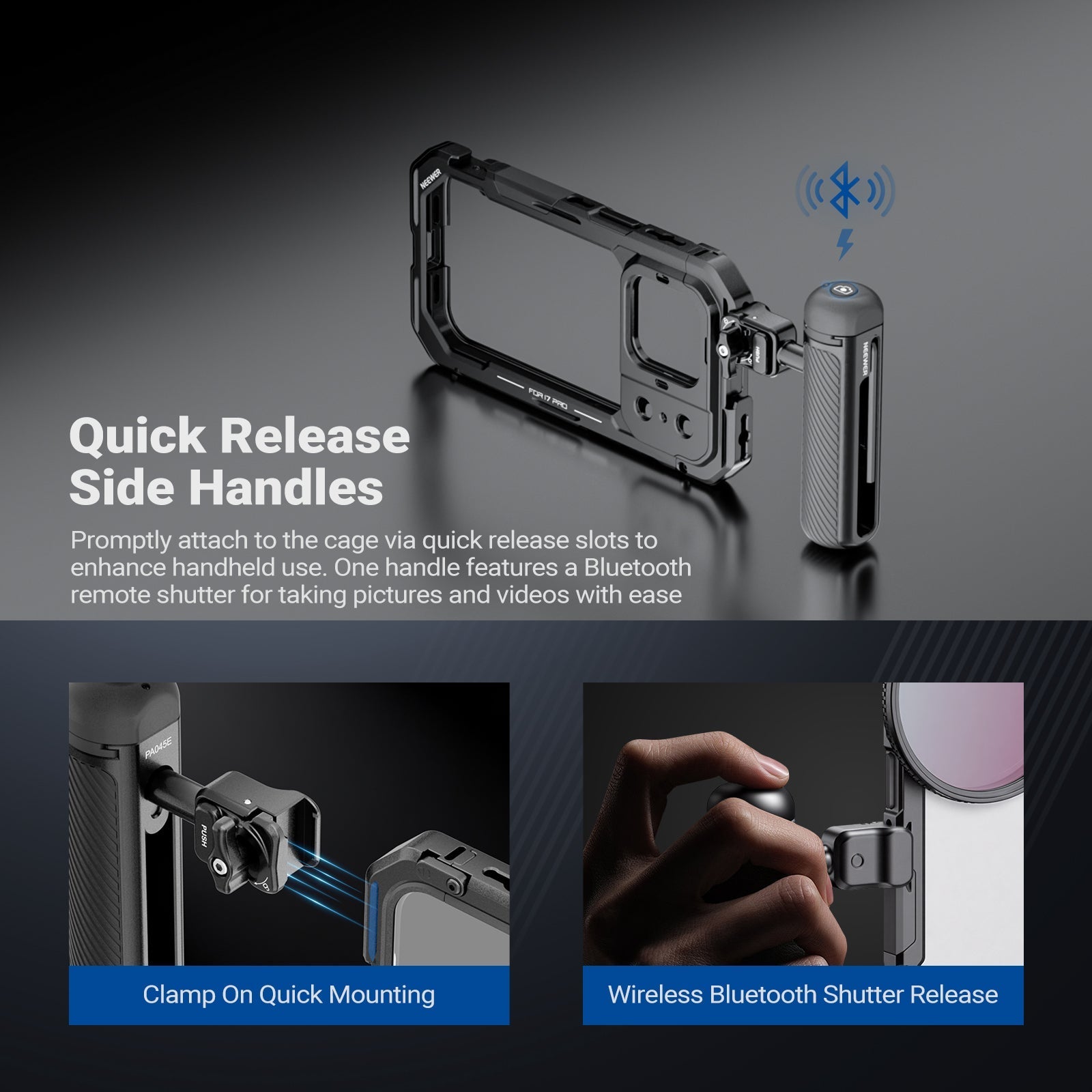NEEWER PA143/PA144 Phone Cage Handle Kit Compatible with iPhone 17 Pro/Pro Max