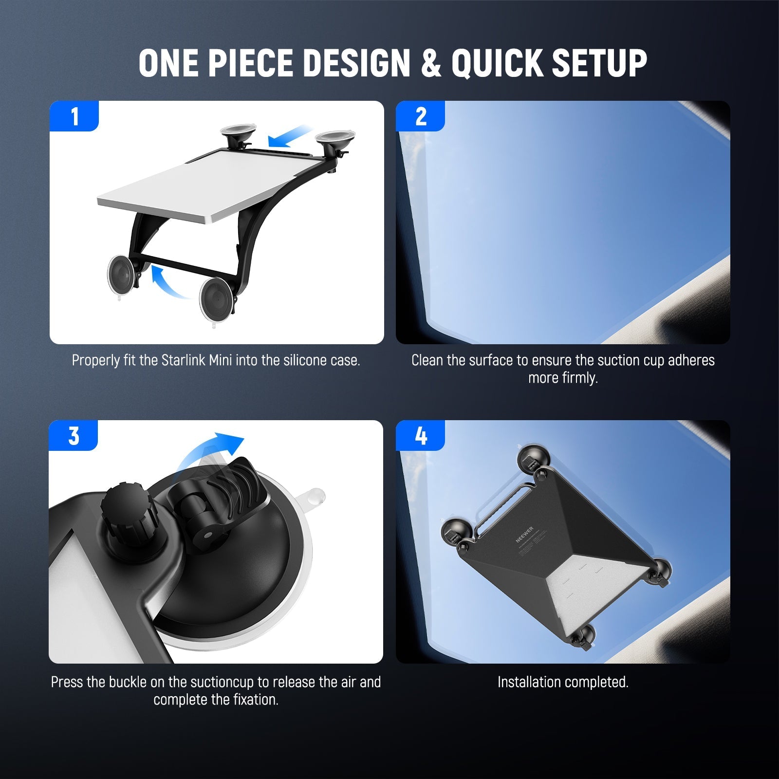 NEEWER ST91 Suction Cup Mount for Car Compatible with Starlink Mini