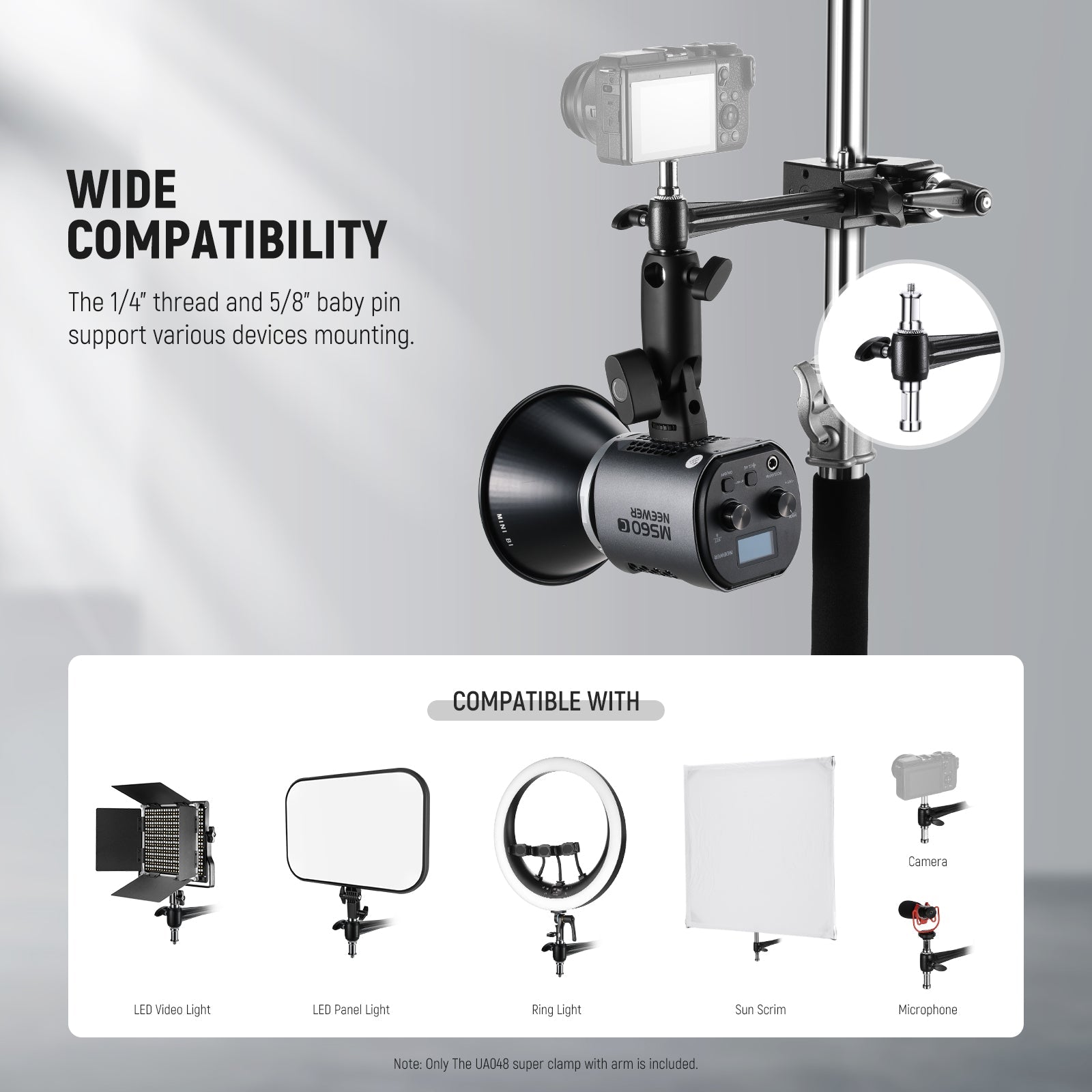 NEEWER UA048 Super Clamp with 6" Extension Arm