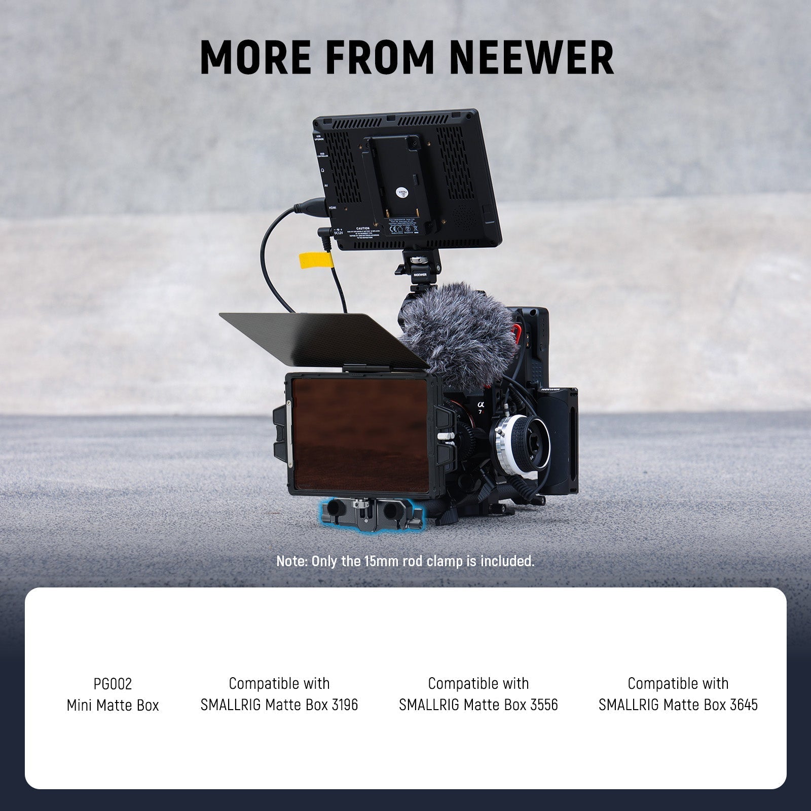 NEEWER PG013 Height Adjustable LWS 15mm Rod Clamp Matte Box Support