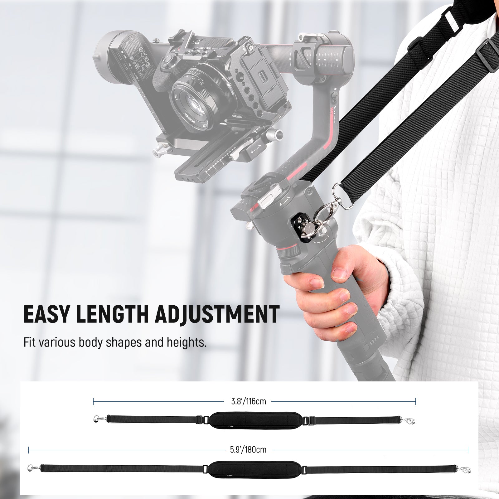 NEEWER GA019 5.9ft/180cm Neck Strap for DJI Ronin/RS