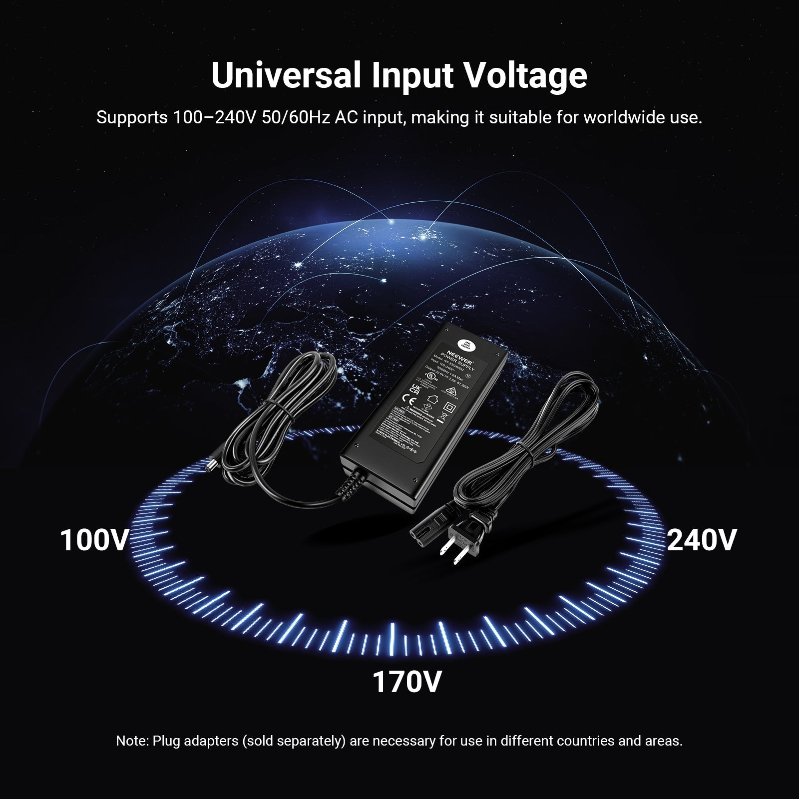 NEEWER NC-Q6 Power Adapter and Power Cord Set for Q6