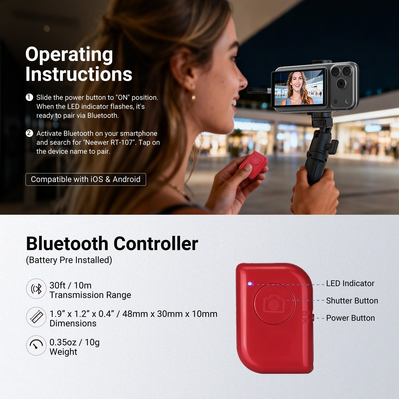 NEEWER BASICS M4U 4" Magnetic Metal Vlog Selfie Monitor Screen For iPhone