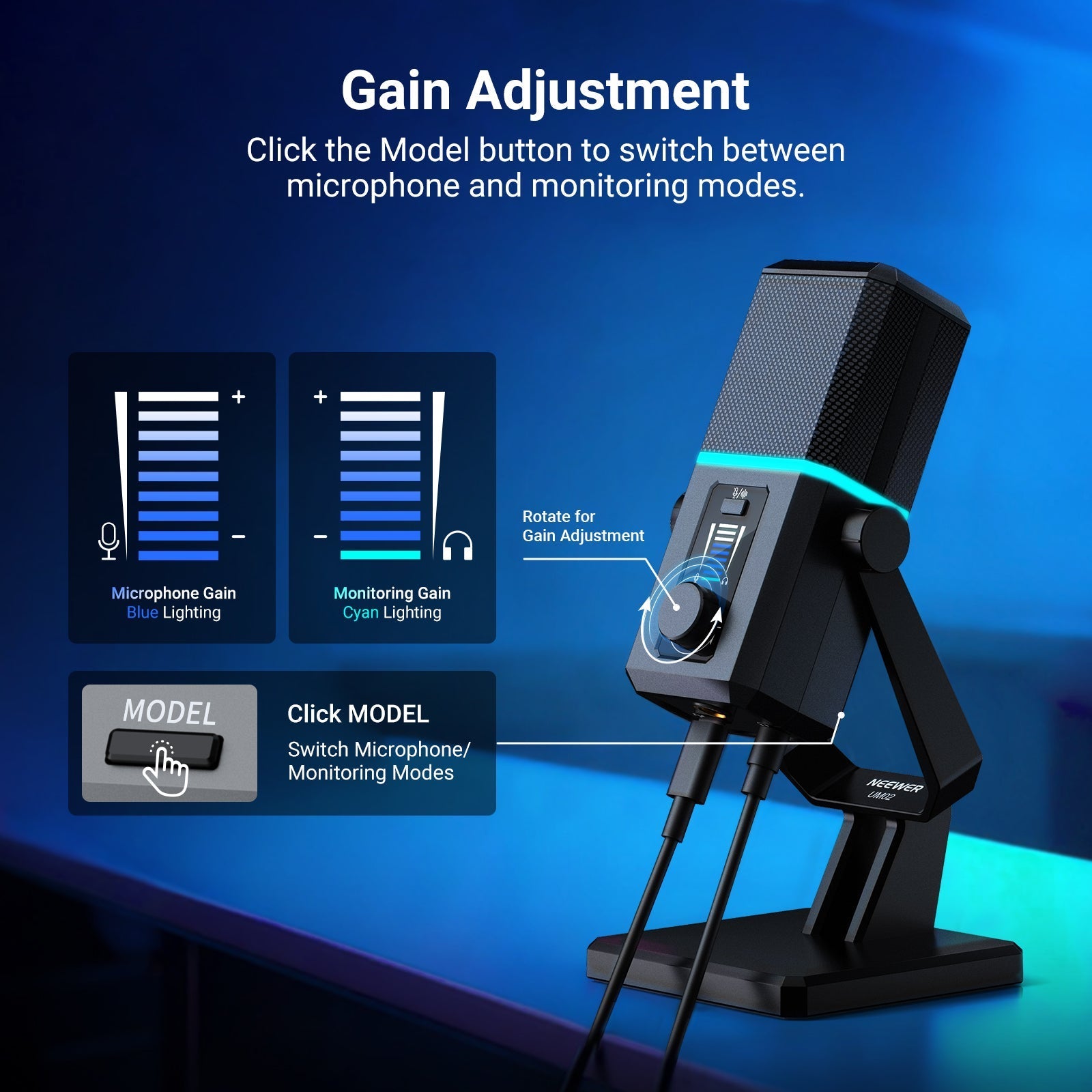 NEEWER UM02 RGB USB Gaming Microphone