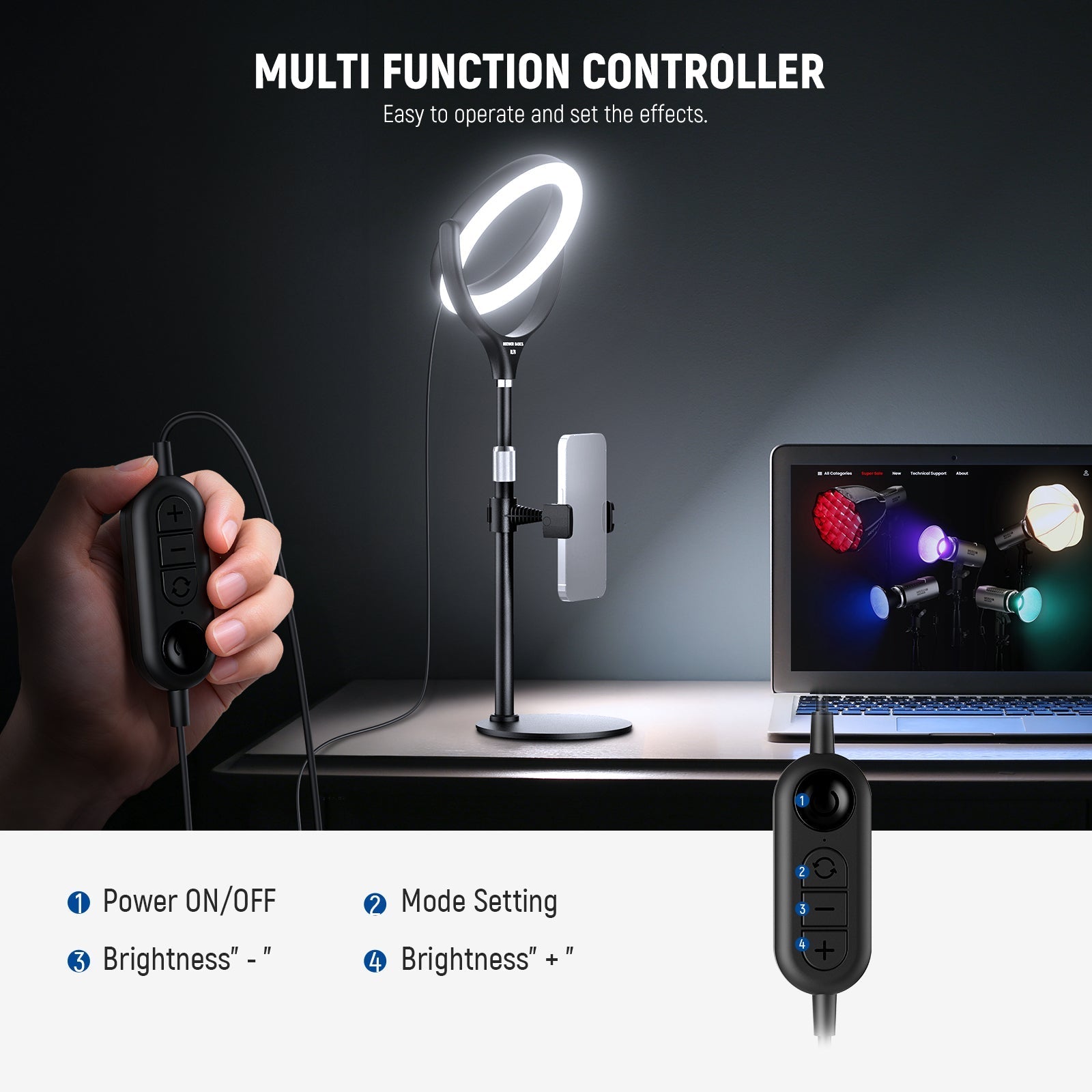 NEEWER BASICS RL7B 7" Desk Ring Light