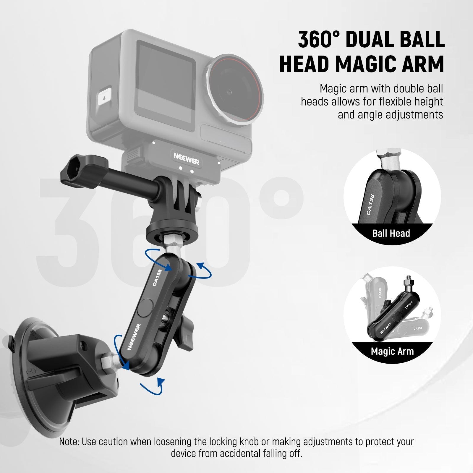 NEEWER CA158 Suction Cup Phone Holder & Camera Mount Kit