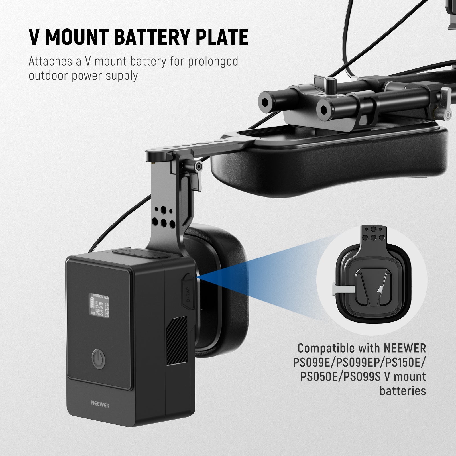 NEEWER SR016 15mm LWS Self Adjusting Shoulder Pad with V Mount Battery Plate