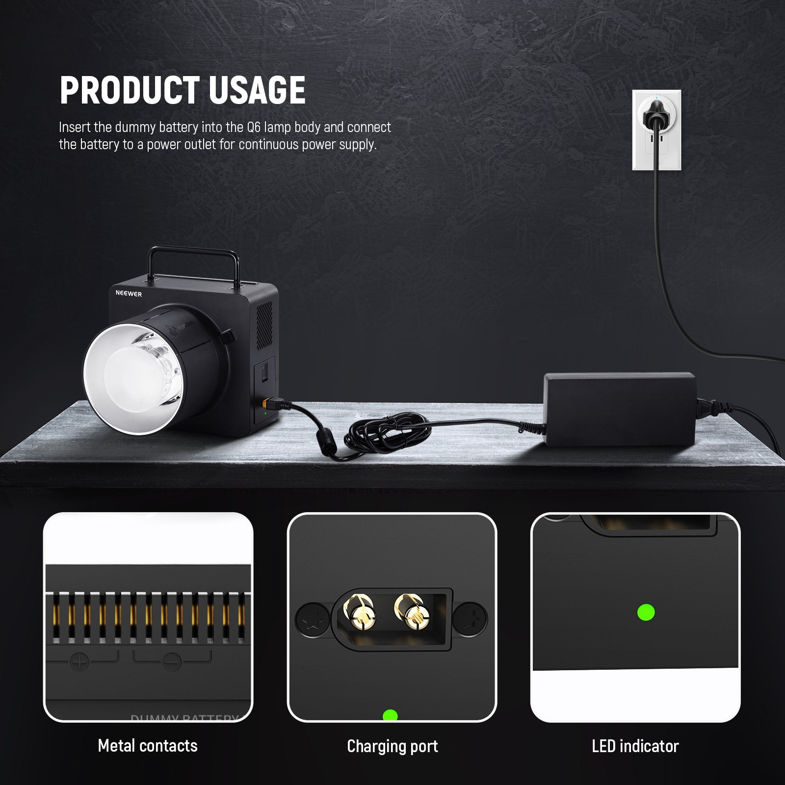NEEWER NT-Q6 Dummy Battery Kit for Q6