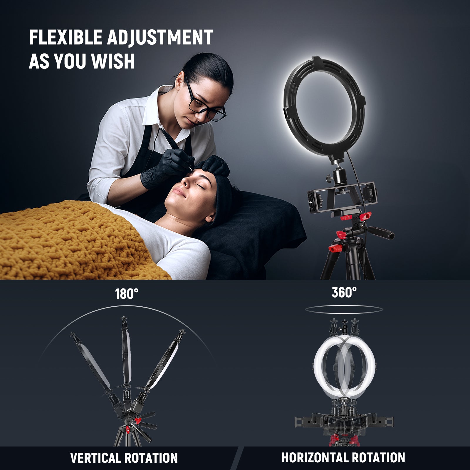 NEEWER BASICS R08 8" Selfie Ring Light with Tripod/2 Phone Holders/Remote