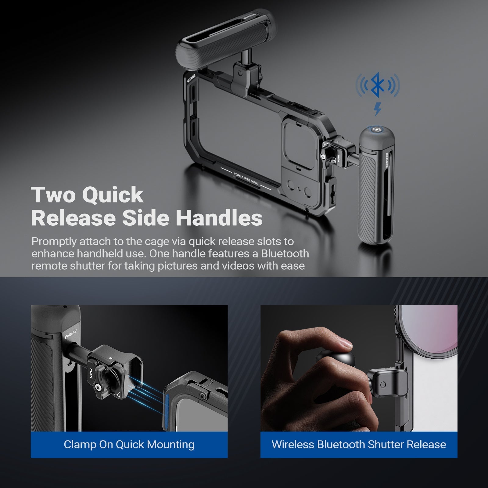 NEEWER PA143/PA144 Phone Cage Handles Kit Compatible with iPhone 17 Pro/Pro Max